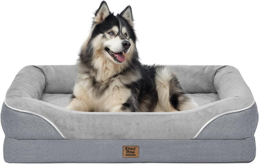 Washable Orthopedic Large Dog Bed - Extra Large Dog Beds with Bolsters Removable Orthopedic Foam Support Dogs Bed Waterproof Cover Non-Slip Bottom Pet Beds