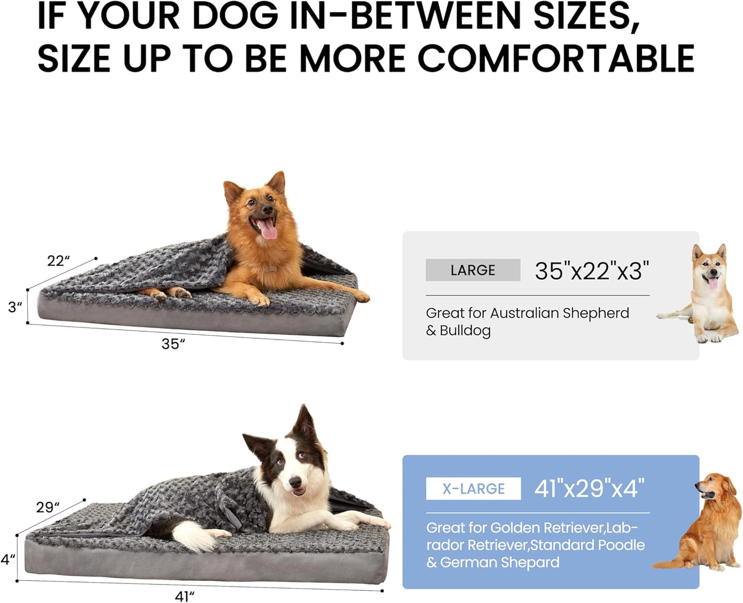 Orthopedic Memory Foam Bed for Large Dogs, Waterproof Cooling Pet Mats for Crate with Removable Washable Cover,Ideal for Arthritic Dogs (Large-35"x 22" x 3", Rose Plush+Blanket)