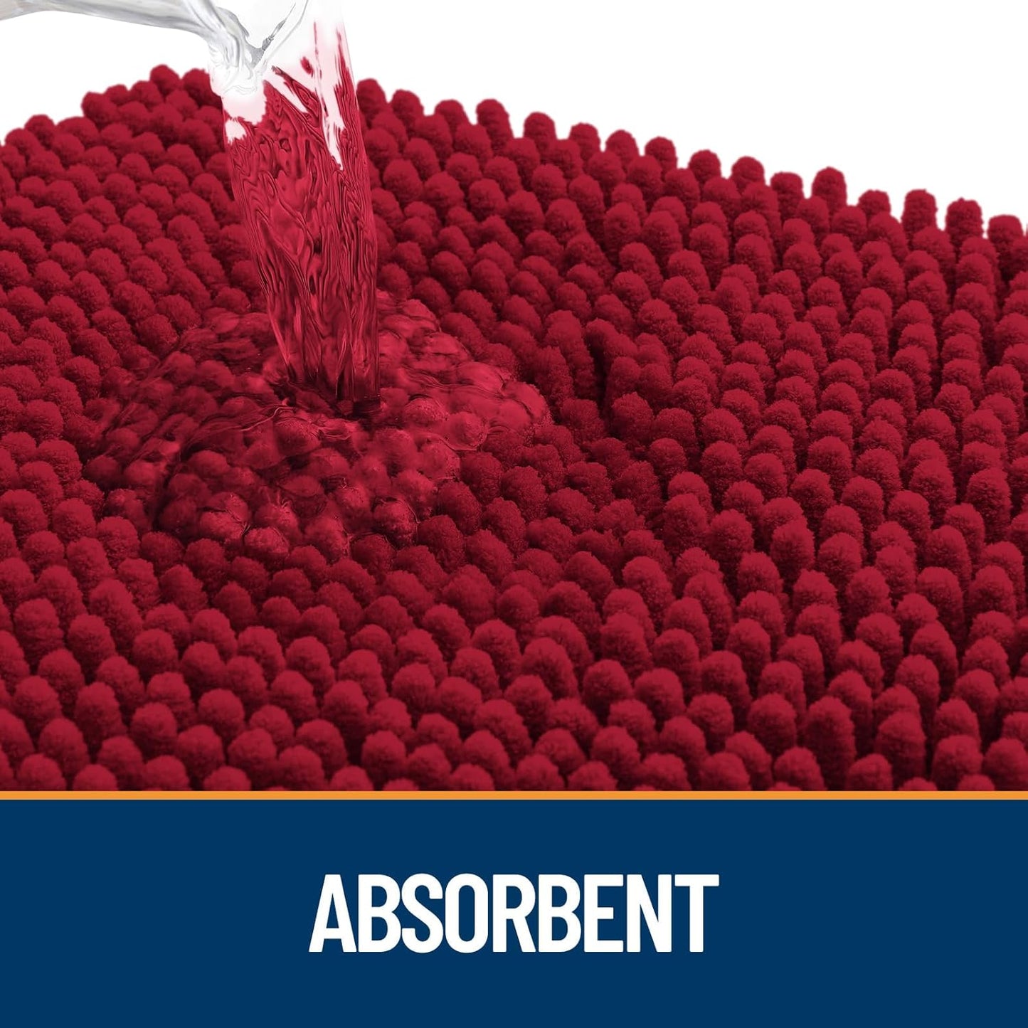 OLANLY Dog Door Mat for Muddy Paws 44x24, Absorbs Moisture and Dirt, Absorbent Non-Slip Washable Doormat, Quick Dry Chenille Mud Mat for Dogs, Entry Indoor Entryway Carpet for Inside Floor, Red