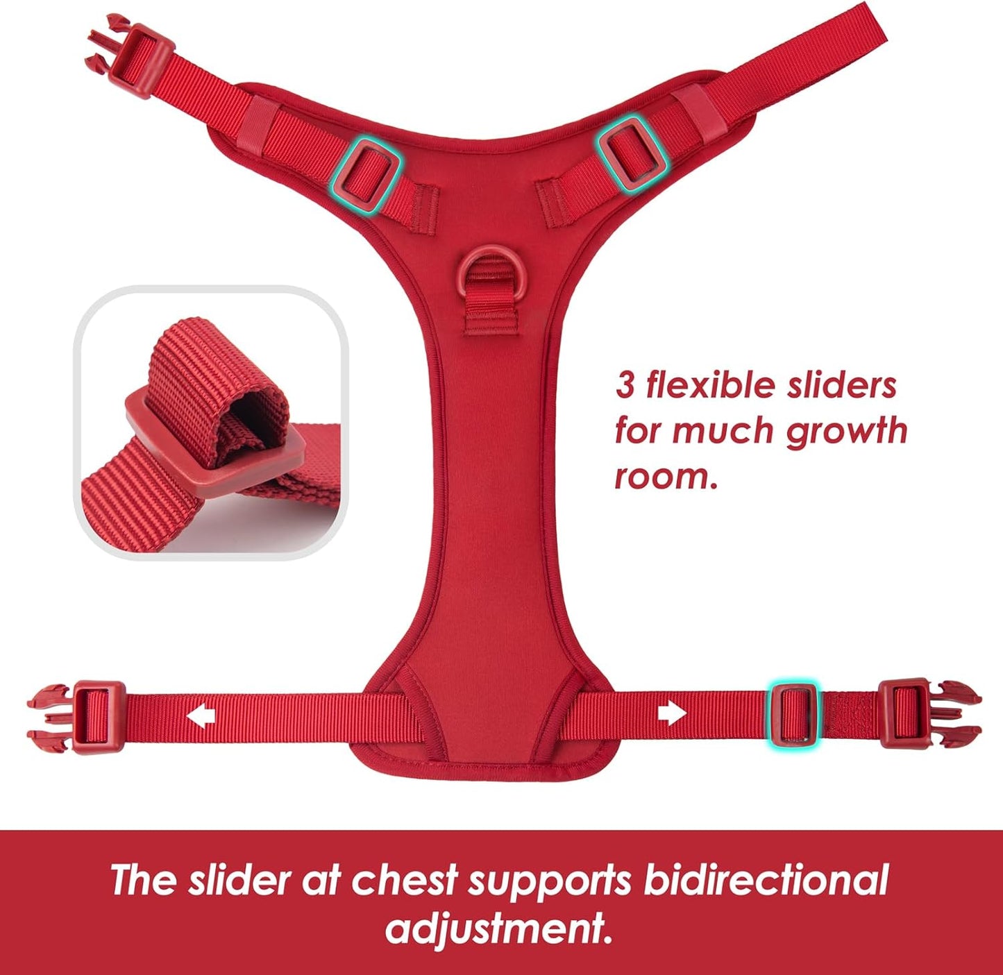 No Pull Dog Harness, Puppy Vest with Front Clip for Small Medium Large Sized Dog(Burgundy Red,XL)