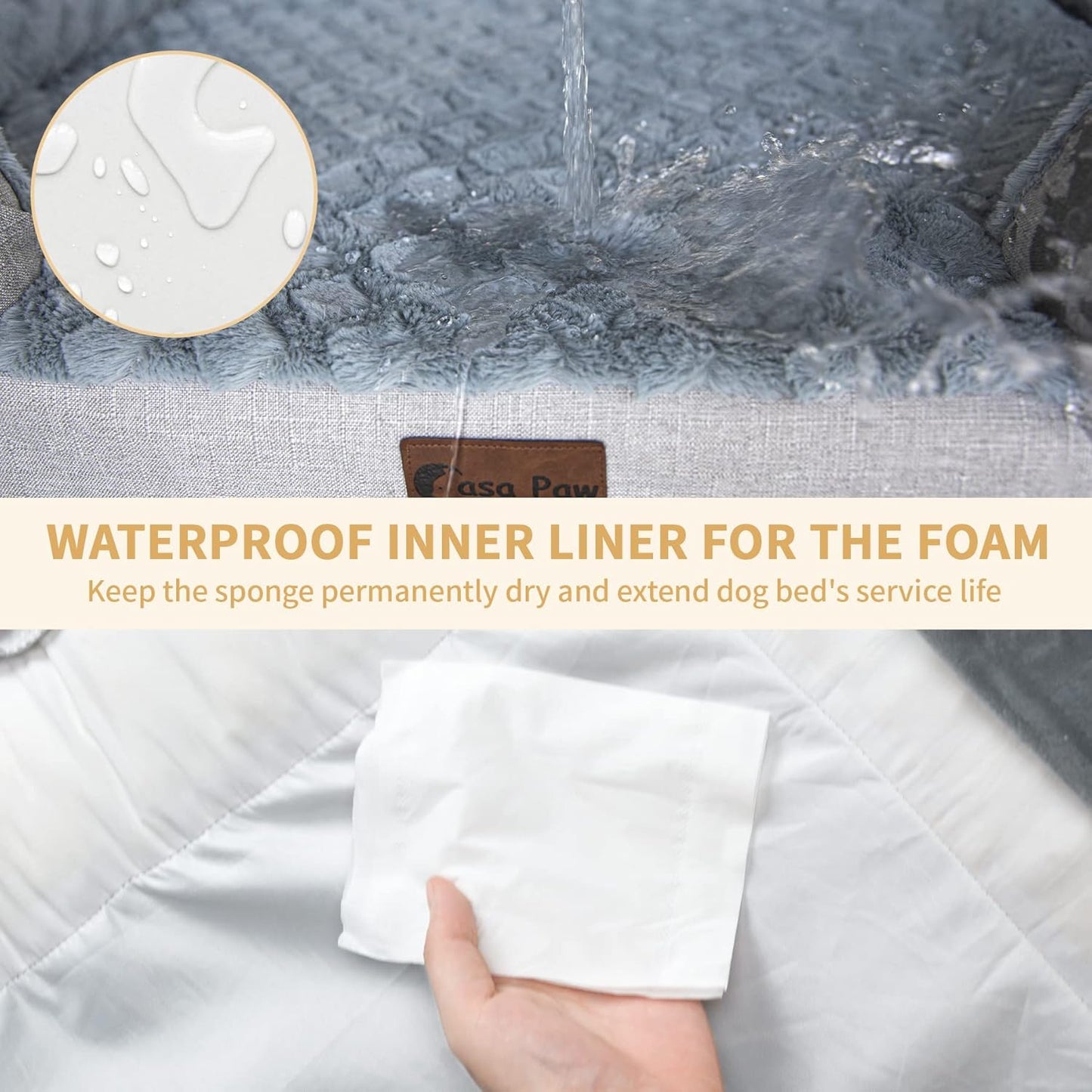 Orthopedic XXL Dog Bed for Extra Large Dogs, Waterproof Memory Foam Dog Beds with Sides, Egg-Crate Foam and Non-Slip Bottom Dogs Couch Beds with Washable Removable Cover(XX-Large,Light Grey)