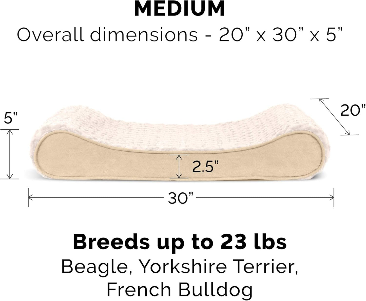 Furhaven Orthopedic Dog Bed for Medium/Small Dogs w/ Removable Washable Cover, For Dogs Up to 23 lbs - Ultra Plush Faux Fur & Suede Luxe Lounger Contour Mattress - Cream, Medium