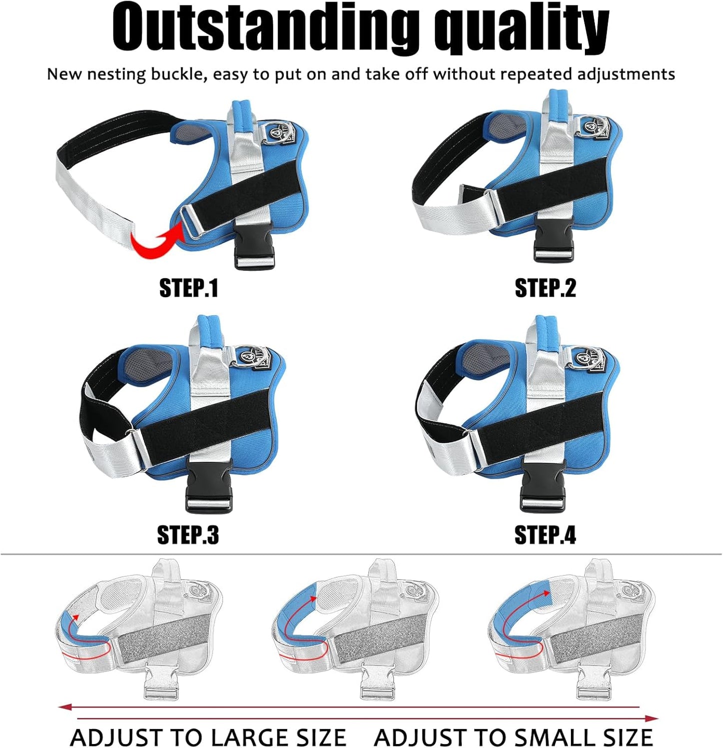 Bolux Dog Harness, No-Pull Reflective Dog Vest, Breathable Adjustable Pet Harness with Handle for Outdoor Walking - No More Pulling, Tugging or Choking