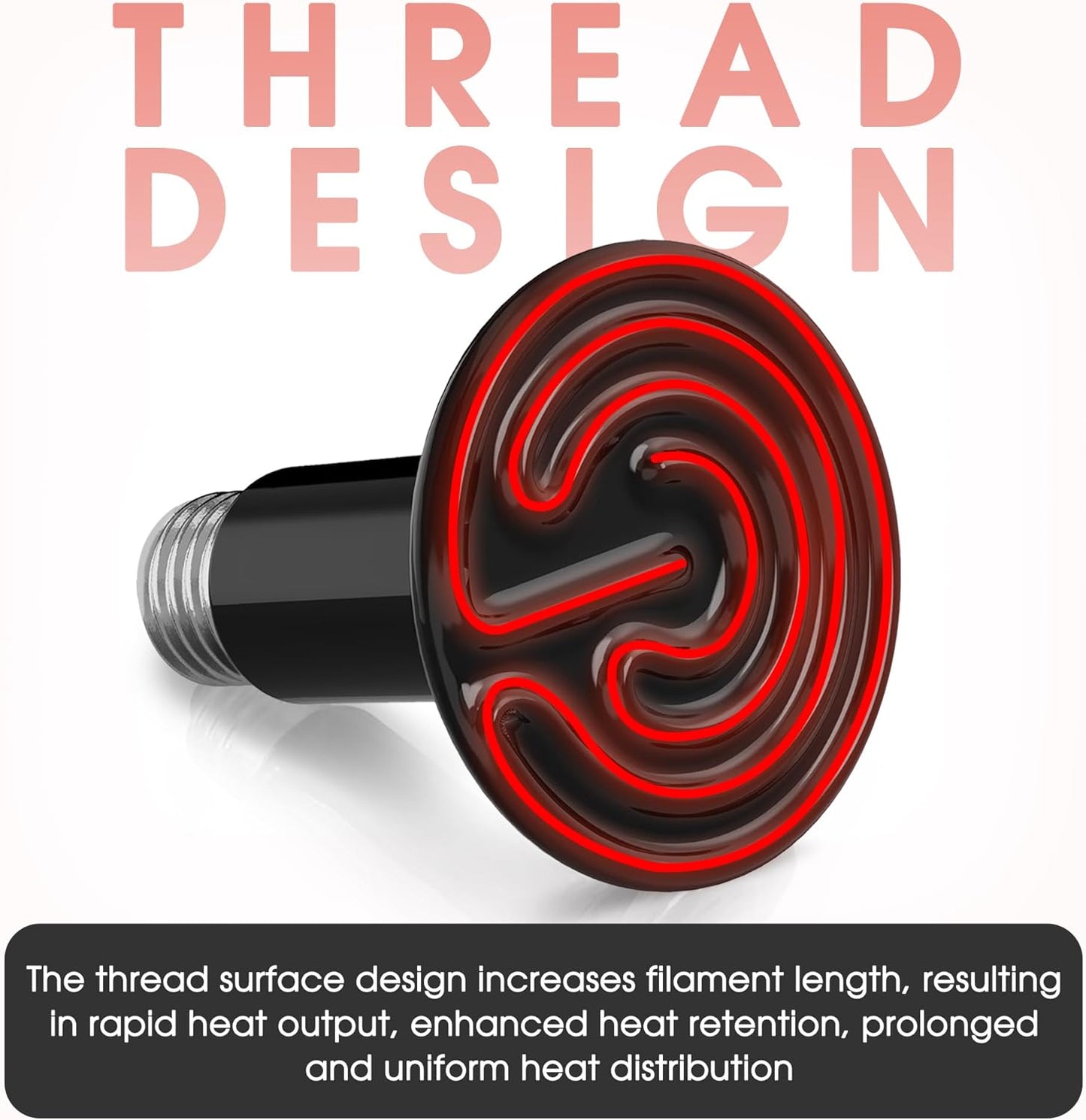 Ceramic Heat Emitter for Reptiles, 50W Heat Lamp Bulb, Ceramic Reptile Heat Bulb Black, No Light Emitting Heat Lamp for Amphibian Pet, Heat Bulb for Bearded Dragon Turtle Snake Lizard, 2 Pack