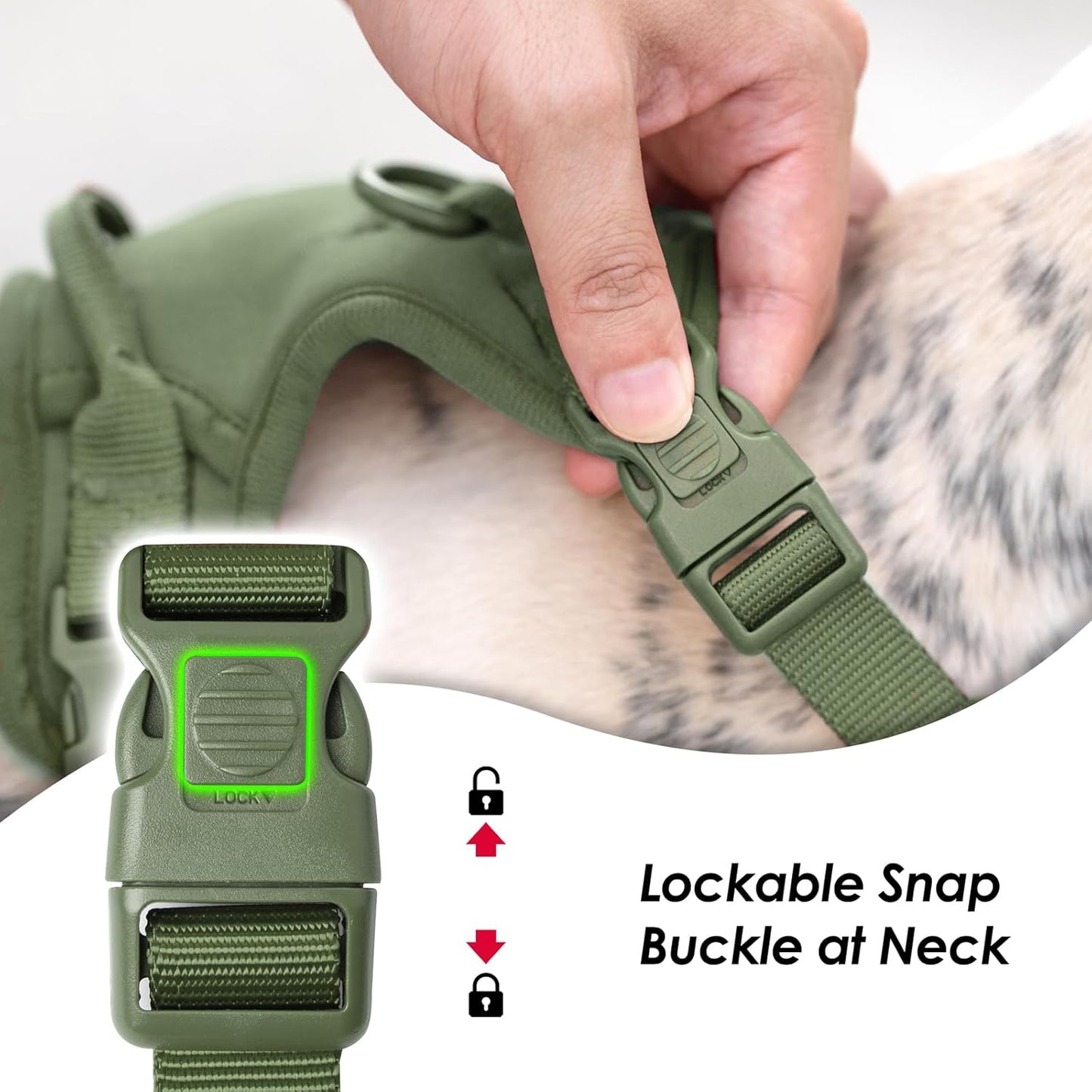 No Pull Dog Harness, Puppy Vest with Front Clip for Small Medium Large Sized Cute Dog (Misty Green,L)