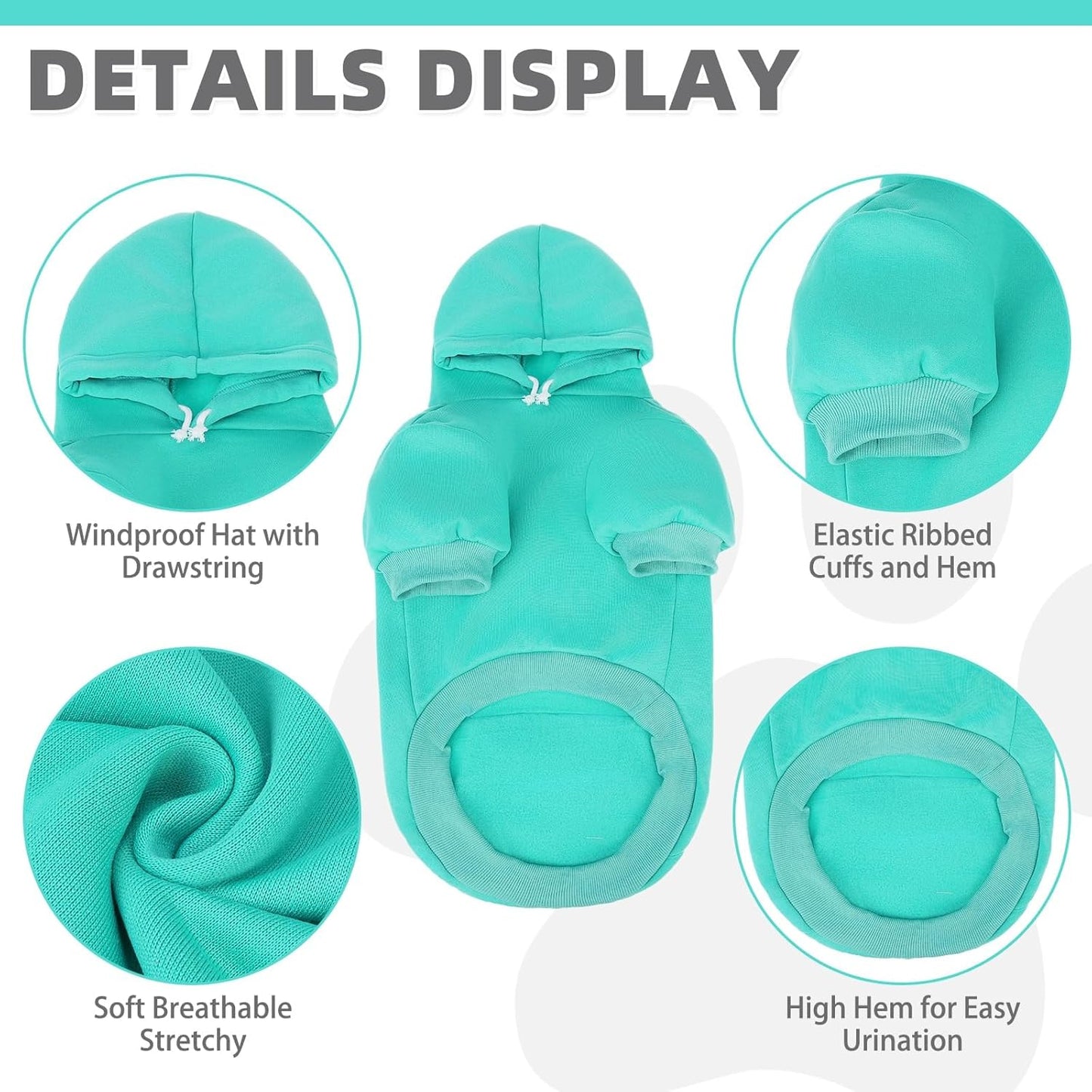 KOOLTAIL Basic Dog Hoodie - Soft and Warm Dog Hoodie Sweater with Leash Hole and Pocket, Dog Winter Coat, Cold Weather Clothes Sweatshirt for Small Medium Large Dogs Puppy Cat Boys Girls Lake Blue XL