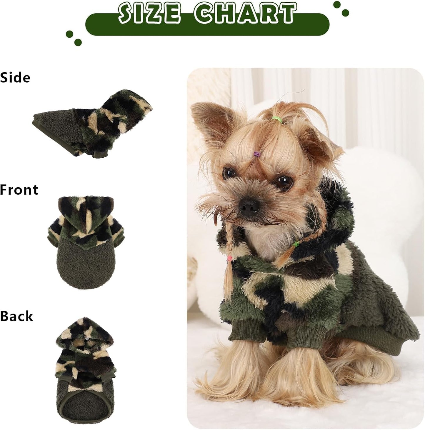 Small Dog Sweater for Dogs Hoodies,Winter Clothes Boy Girl Male Female,Warm XS Fleece Hoodies Pet Coat Apparel Outfit(XS, Army Green)