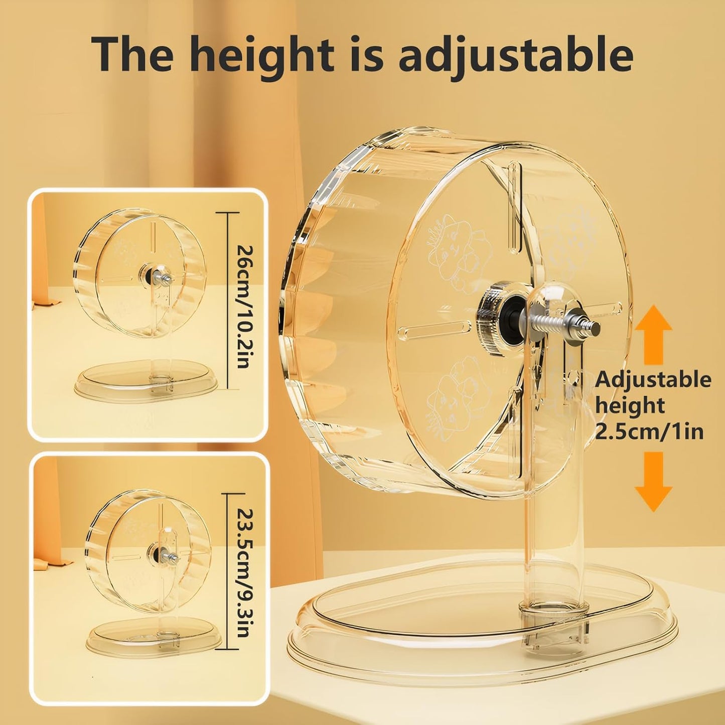 Silent Hamster Wheel – 7 Inch Syrian Hamster Running Wheel, Anti-Skid & Height Adjustable, Easy to Clean (7.1inch)