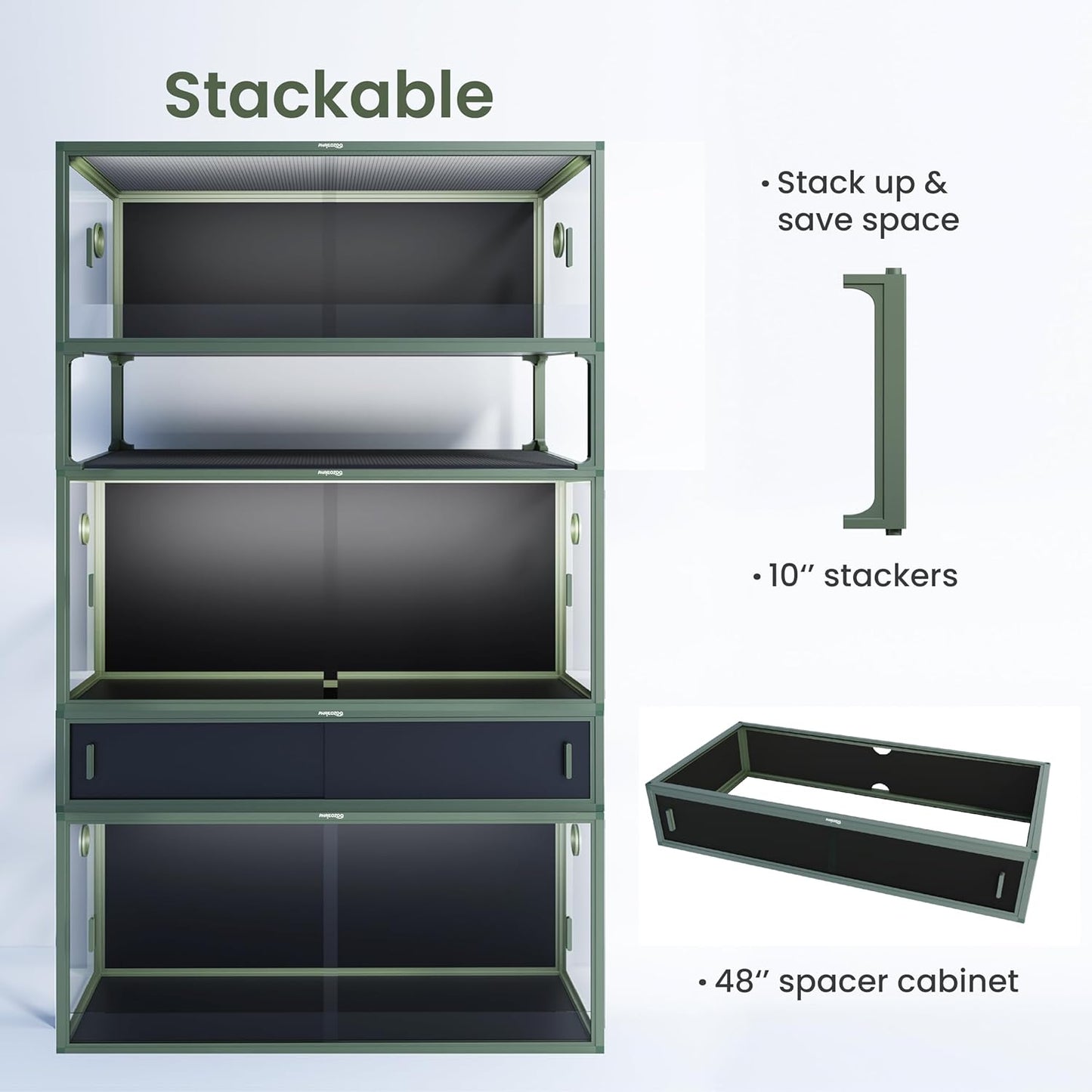 85 Gallon Reptile Tank, Front Opening Snake Tank for Easy Maintenance, Reptile Enclosure with Top Screen Ventilation 48''x24''x18''