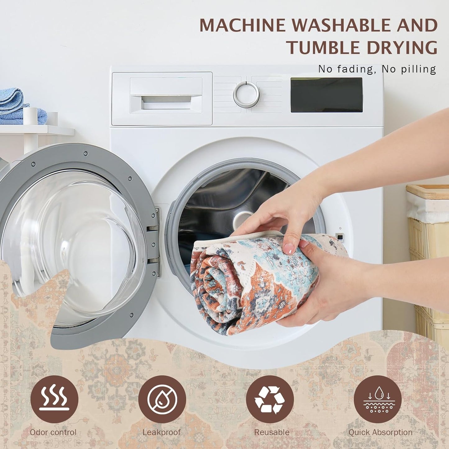 IEUUMLER Washable Pee Pads for Dogs, 2 Pack Reusable Non-Slip Grip, Super Absorbent Waterproof Puppy Pads for Potty Training, Playpen, Crate, Whelping Box EU011 (Orange, 36" x 48")