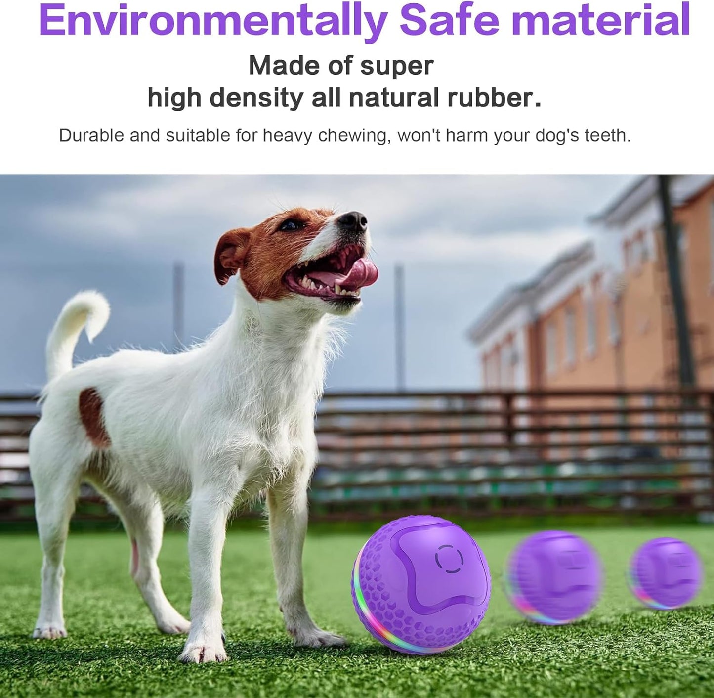 Interactive Dog Toys Ball, Automatic Rolling Toy, Lively pet Ball for Medium/Large Dogs to Relieve Boredom, Activated Automatic Motion Dog Balls Toy with LED Flash, USB Rechargeable (Purple-2)