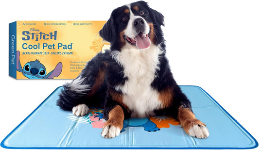 The Green Pet Shop Cool Pet Pad - Extra Large, Disney’s Stitch - Self-Cooling, Pressure Activated Mat for Dogs & Cats from 80+ lbs - Non-Toxic Gel, No Water Needed