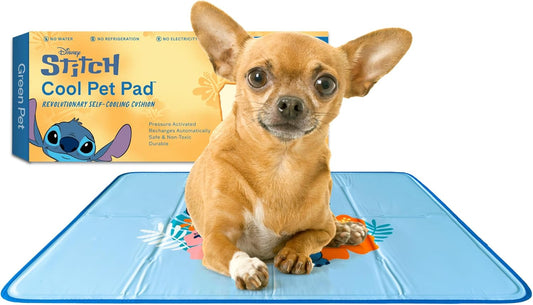 The Green Pet Shop Cool Pet Pad - Extra Small, Disney’s Stitch - Self-Cooling, Pressure Activated Mat for Dogs & Cats from 0-8 lbs - Non-Toxic Gel, No Water Needed