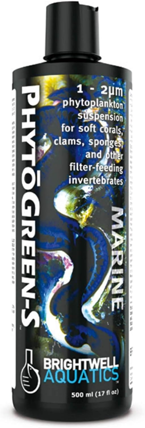Brightwell Aquatics PhytoGreen S - Phytoplankton Suspension for Soft Corals, Clams, Sponges & Other Filter-Feeders, 500 ml