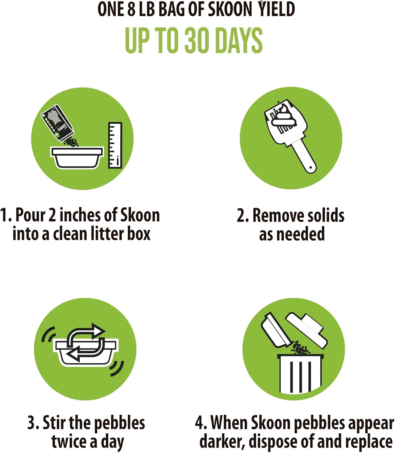 Skoon All Natural Cat Litter (1 Bag) - Original - Lightweight, Low Tracking, Non-Clumping Diatom Pebbles Absorb, Lock, and Seal Waste for Best Odor Control