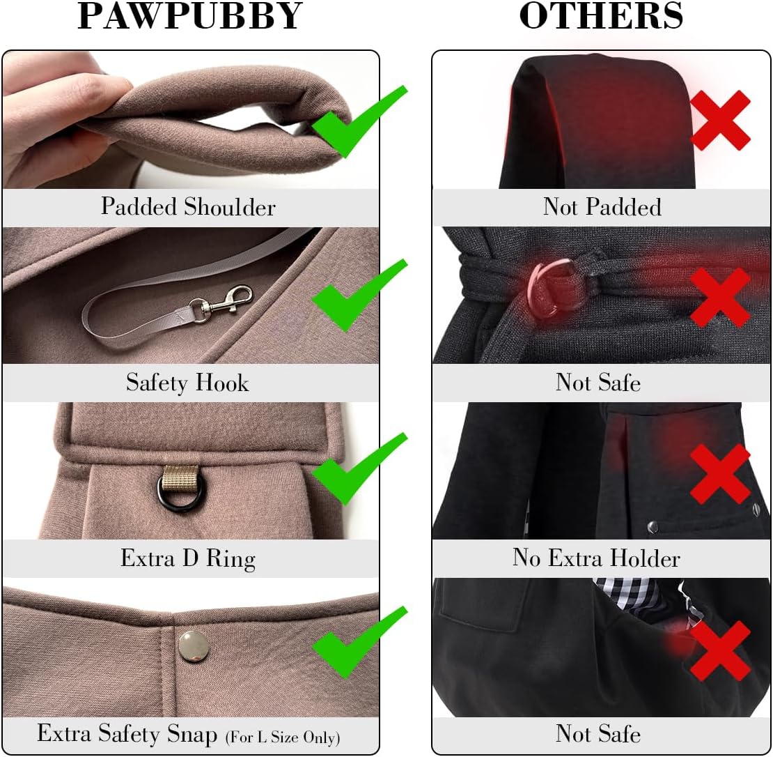 Dog & Cat Carrier Sling, Adjustable Soft Padded Shoulder Puppy Carrier, Hands-Free Dog Carrier Bag with Double Safety Buckles Premium Material for Outdoor Travel （Caramel, M）