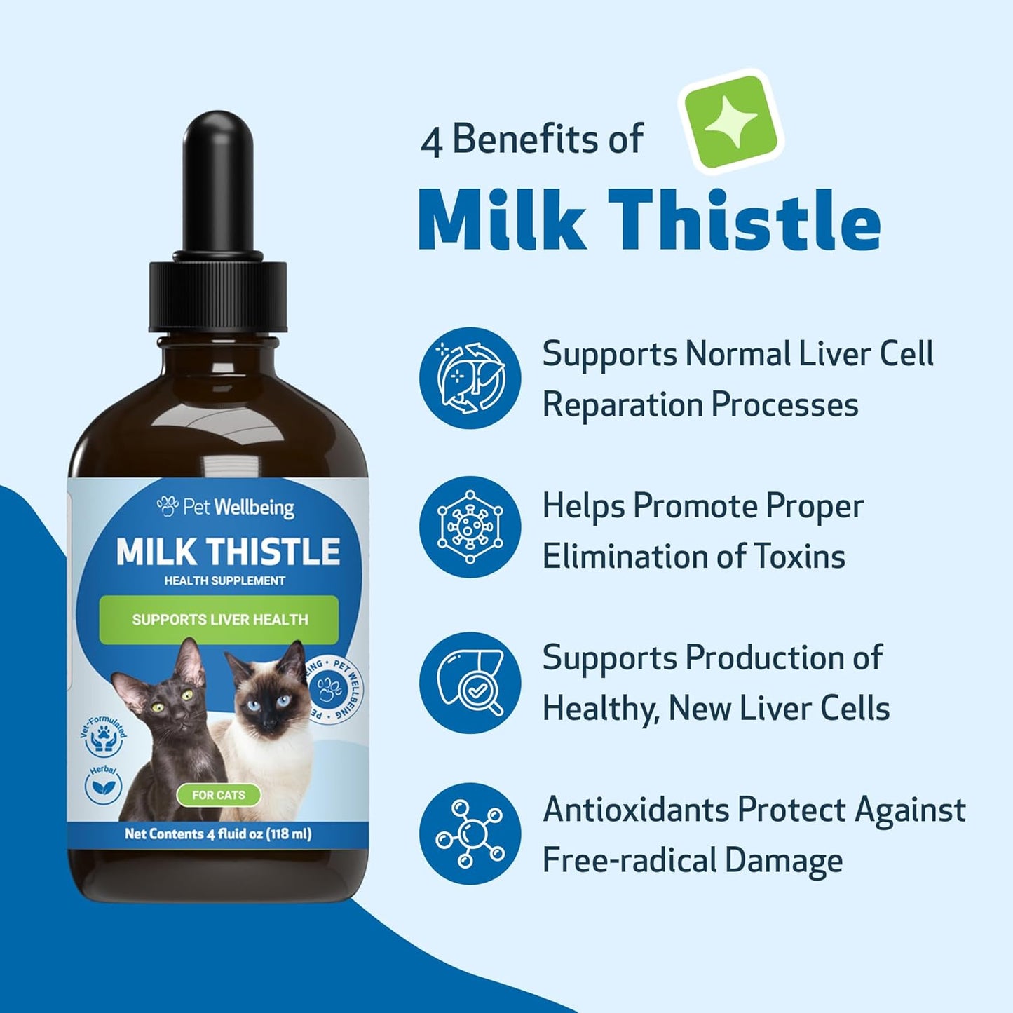 Milk Thistle for Cats - Organic Milk Thistle, Supports Healthy Liver Function & Detoxification - Vet-Formulated Herbal Supplement - 4 oz (118 ml)