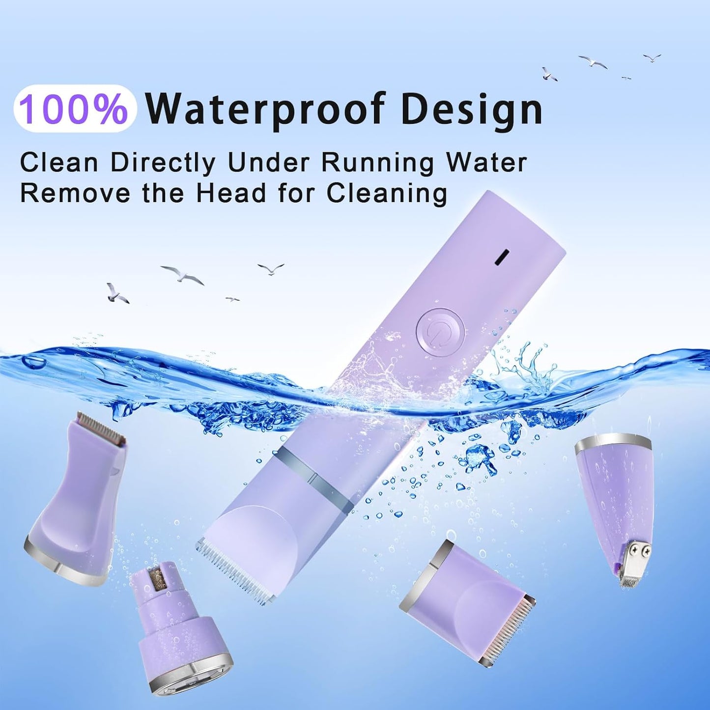 Dog Grooming Clippers Kit-Electric Rechargeable Cat Trimmer Tools-Cordless Quiet Pet Nail Paw Grinder-4 in 1 Multifunctional Low Noise Shaver-Razor for feet Face Ears Toenail Eye