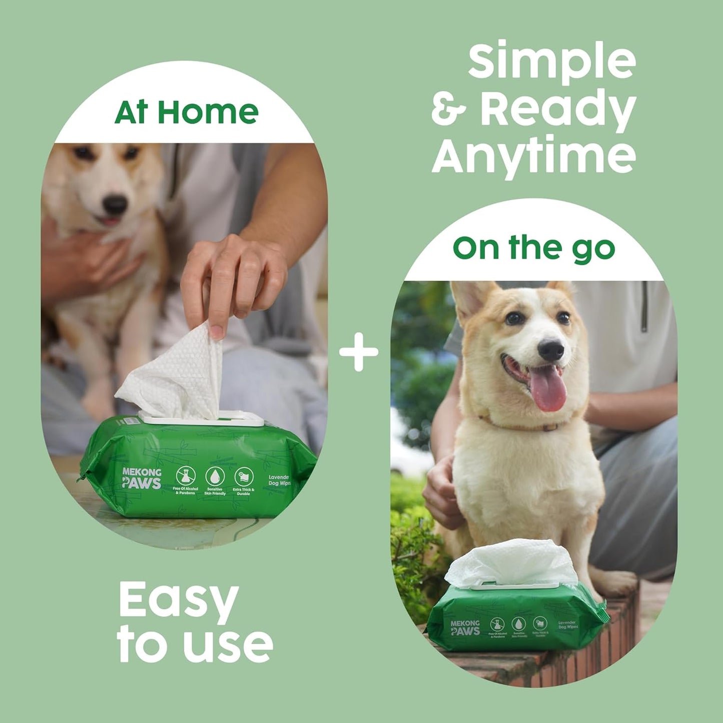 Unscented Pet Grooming Wipes - Natural Bamboo Fiber - Cleansing Wipes for Dog & Cat - Soft & Caring for Sensitive Skin - Durable & Tear Resistant for Paw, Coat & Bum Freshening - 100 Count