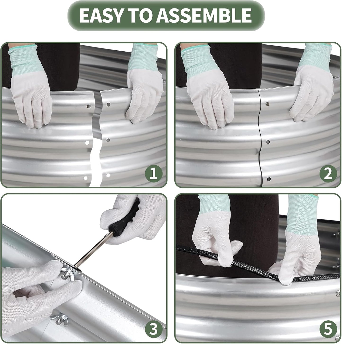 1MORE Galvanized Raised Garden Bed- Planter Garden Boxes Outdoor, Raised Beds for Gardening, 4x2x1ft Metal Garden Bed Kit for Vegetables Flower, Planter Raised Beds with Tools.Silver-2pack