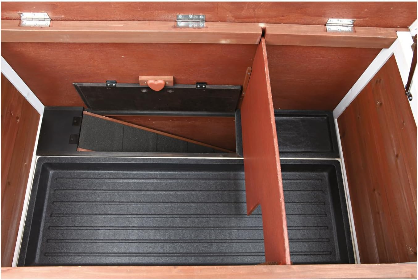 TRIXIE natura Outdoor Double Rabbit Hutch - Indoor Small Animal House, Bunny Cage with Two Sleeping & Play Areas - Includes a Non-Slip Ramp Hinged Roof & Two Pull-Out Trays - in Auburn