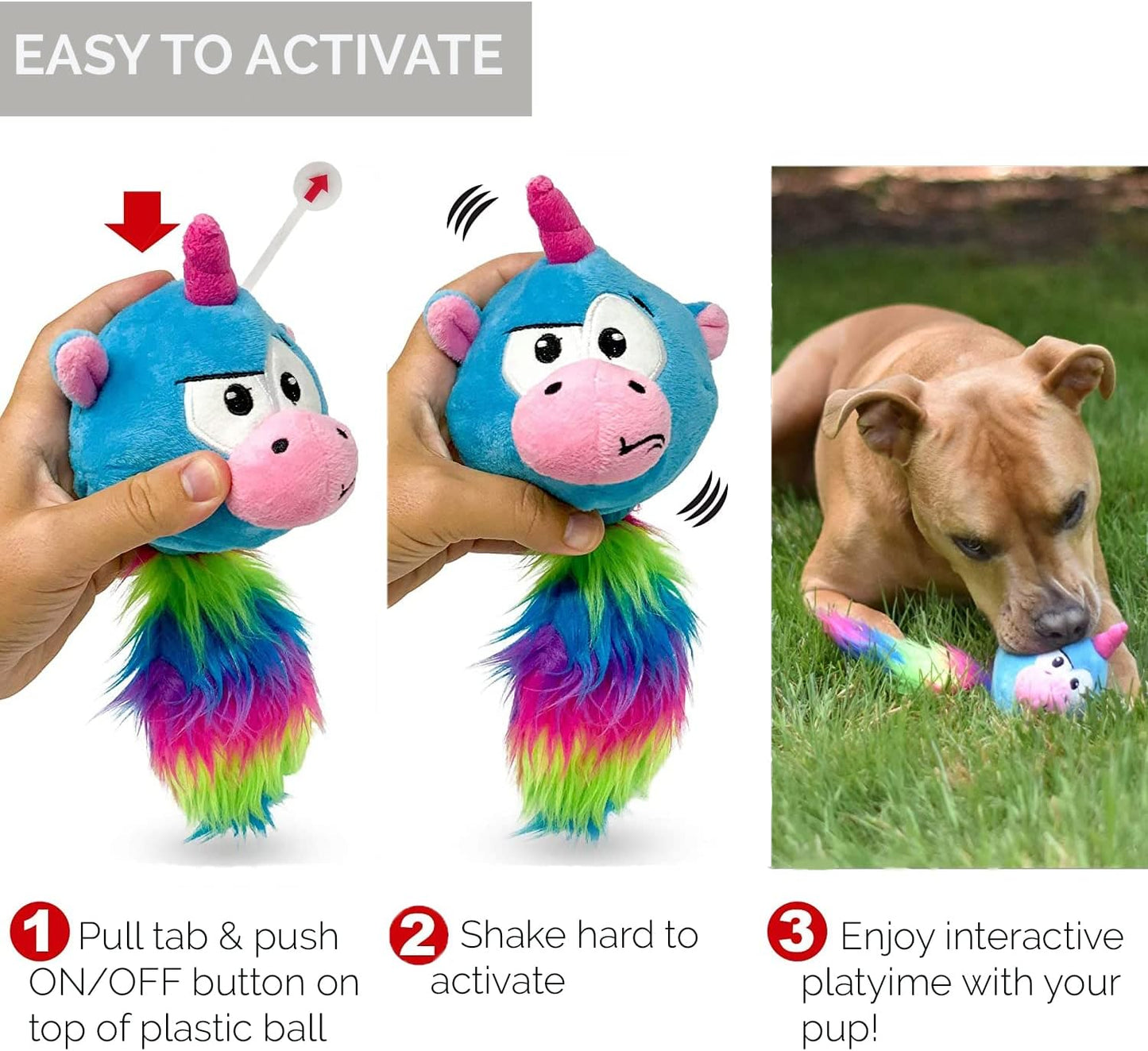 Hyper Pet Doggie Pal Unicorn Interactive Plush Dog Toys (Wiggles, Vibrates, and Barks – Dog Toys for Boredom and Stimulating Play)