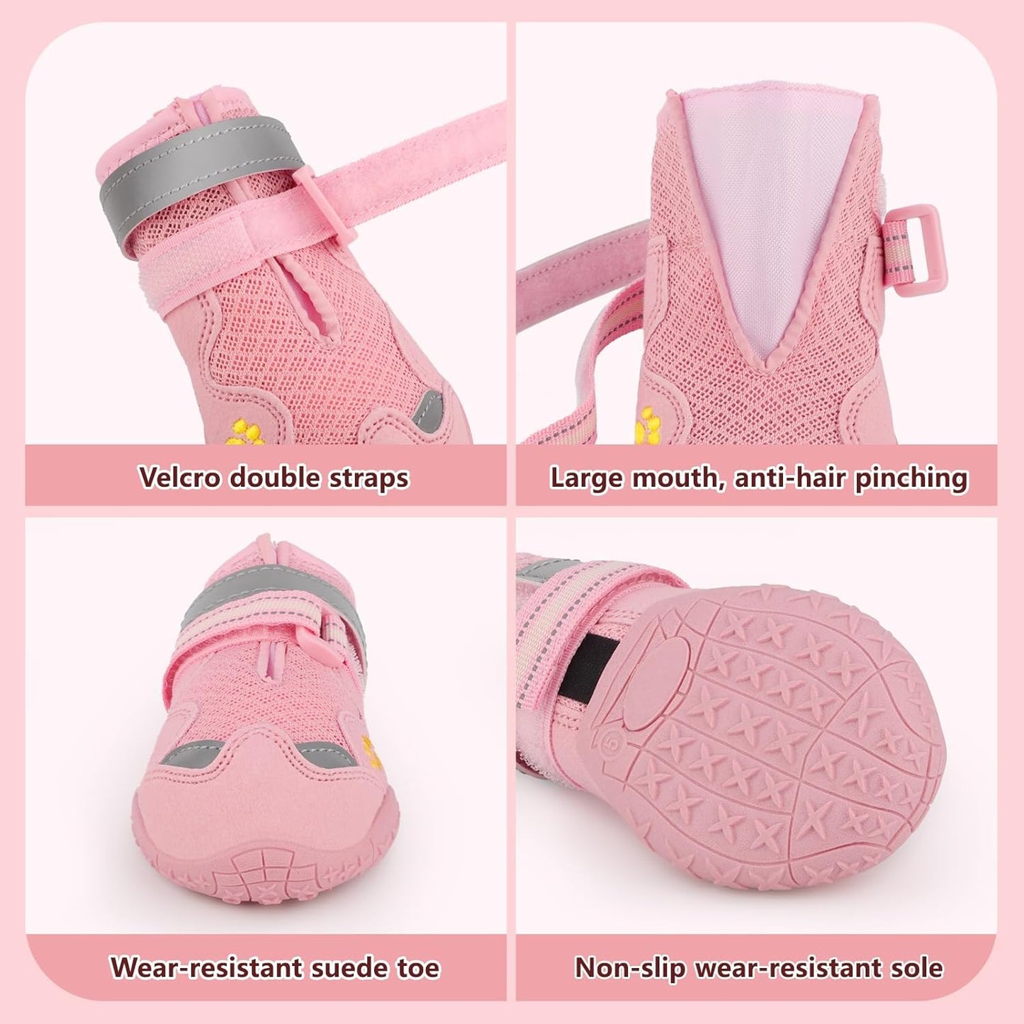 Dog Shoes for Large Medium Small Dog, Mesh Breathable Dog Shoes for Hot Pavement, Anti-Slip Dogs Boots Paw Protectors with Reflective for Outdoor Walking Indoor Hardfloors (Size 1)