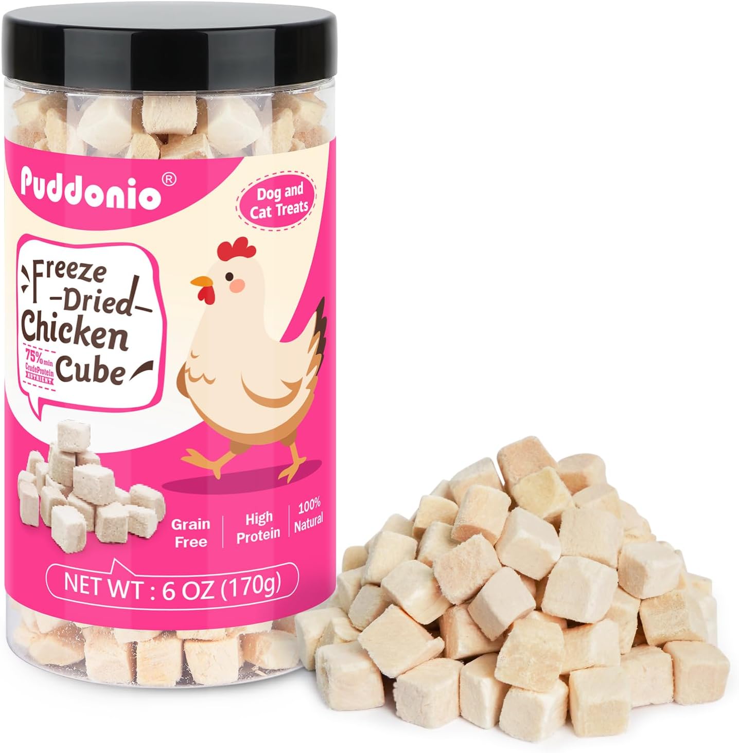 Freeze Dried Cats & Dogs Raw Treats, All Natural Single Ingredient Chicken Breast, High Protein Healthy Pet Training Treats or Food Topper, 6 oz