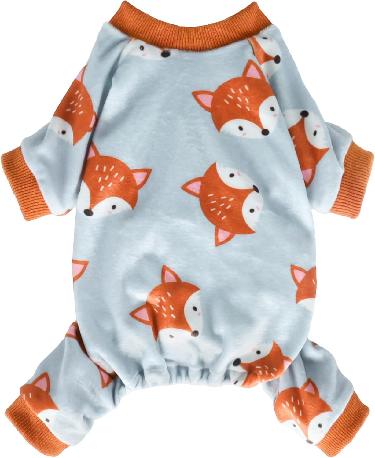 Fitwarm Funny Fox Dog Pajamas, Warm Dog Onesie, Dog Clothes for Small Dogs Girl Boy, Lightweight Velvet, Pet Outfit, Gray, Orange, XS