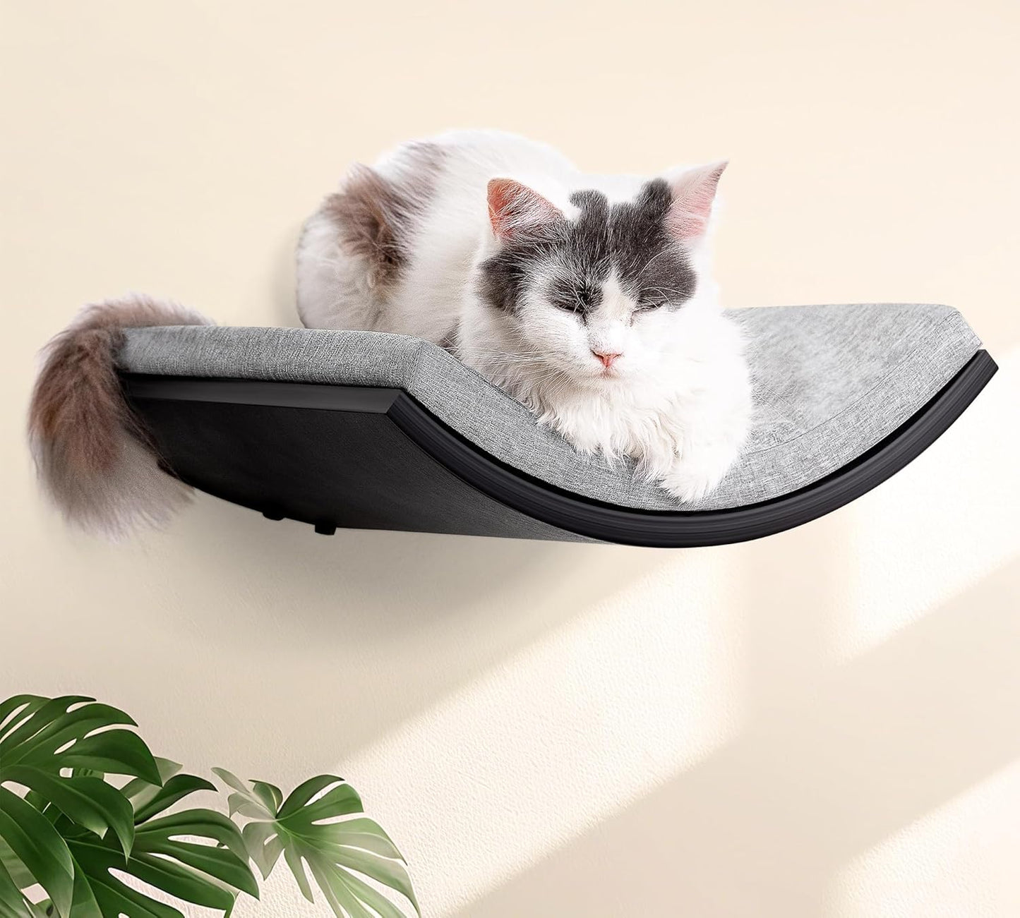 Cat Wall Shelf, Curved Cats Wall Bed, Wall Mounted Cat Grey Climbing Shelves for Sleeping, Playing, and Lounging