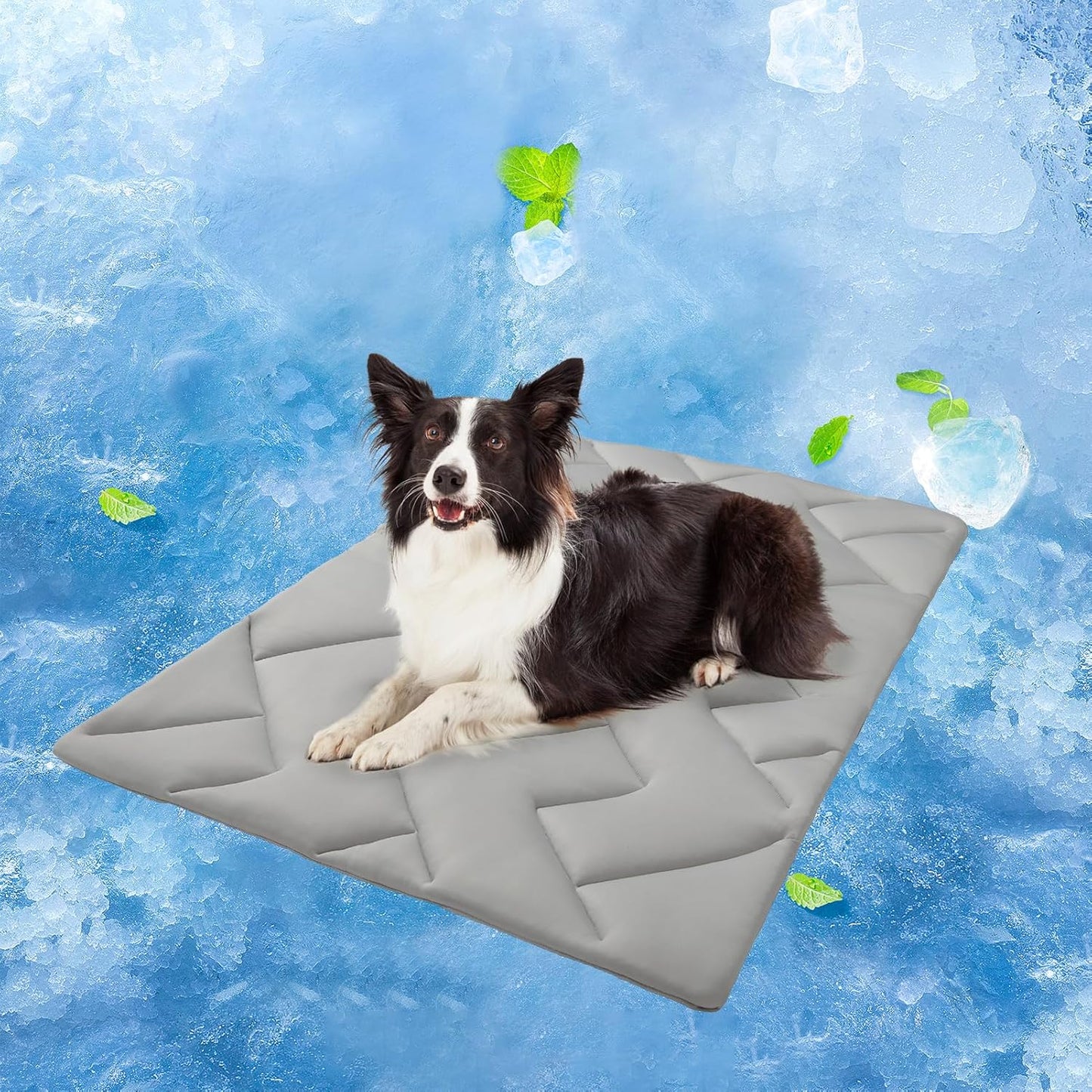 BEAUTYZOO Dog Cooling Mat for Medium Dogs, 36"x23" Cooling Dog Bed Washable, Foldable Cat Ice Cool Pad for Summer, Reversible Pet Freeze Cushion Blanket for Kennel Cage Sofa Bed Floor Car Seat, Grey M