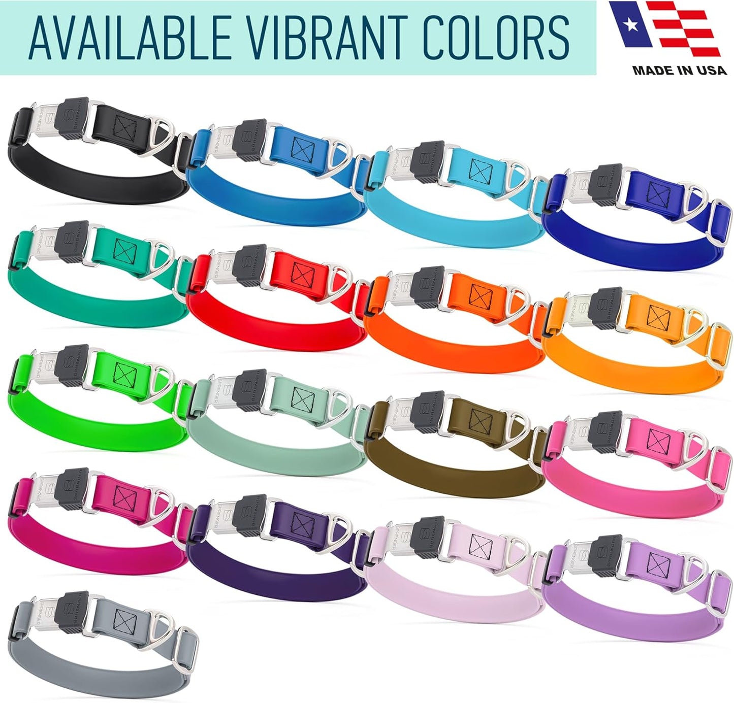 Dogline Biothane Waterproof Dog Collar with Herm Sprenger Stainless Steel Quick Release Buckle – Heavy Duty Tactical Durable Collar for Dogs – Comfortable and Safe Pet Collar, W 3/4" L 12-19", Teal