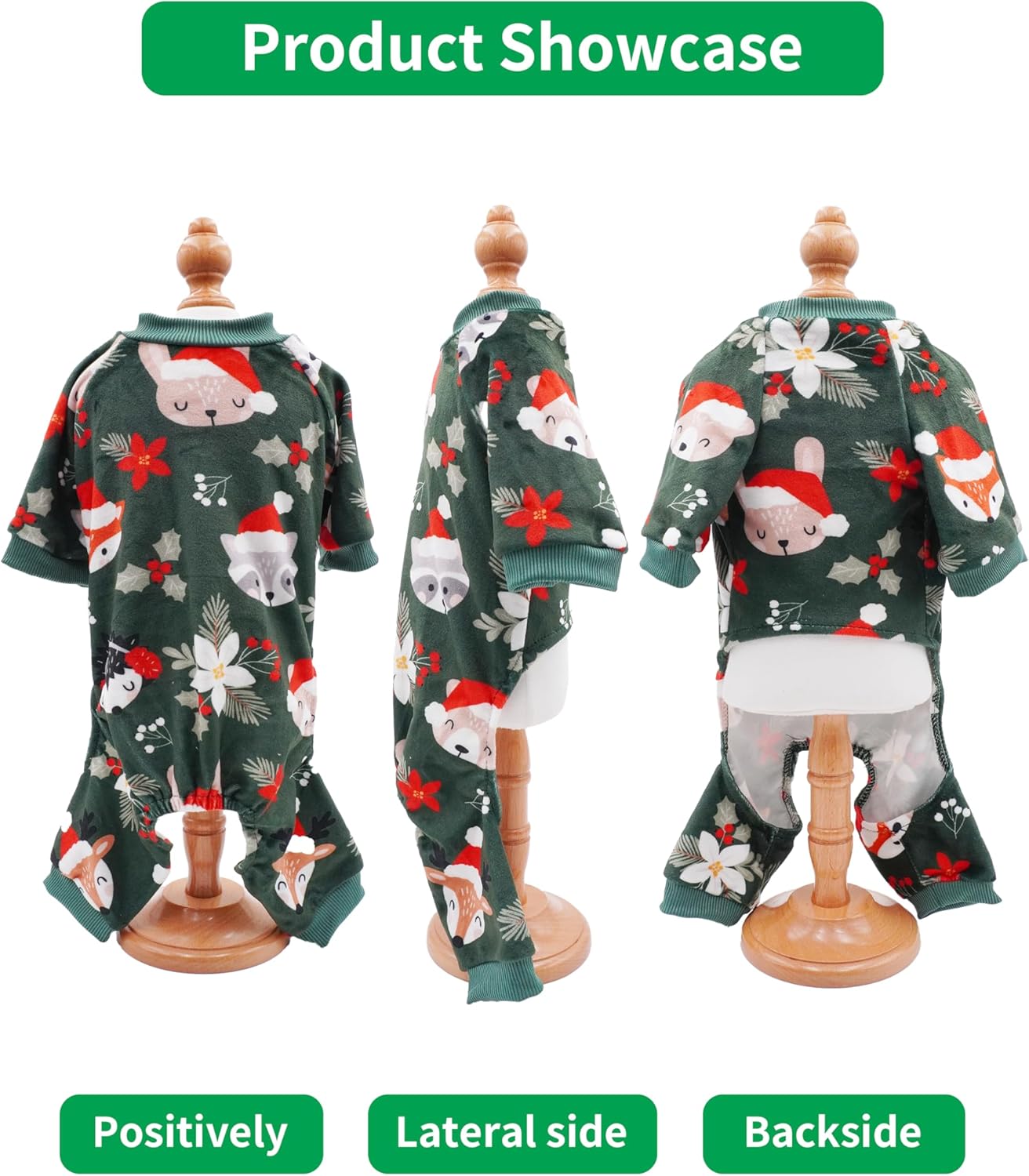 PET SHOW 4 Pack Christmas Small Dog Pajamas Holiday Dog Clothes for Medium Dogs Girl Boy Soft Stretchy PJs Xmas Jumpsuit Puppy Cats Onesies Red Green Outfits with Sleeve Pets Dachshund Costume M
