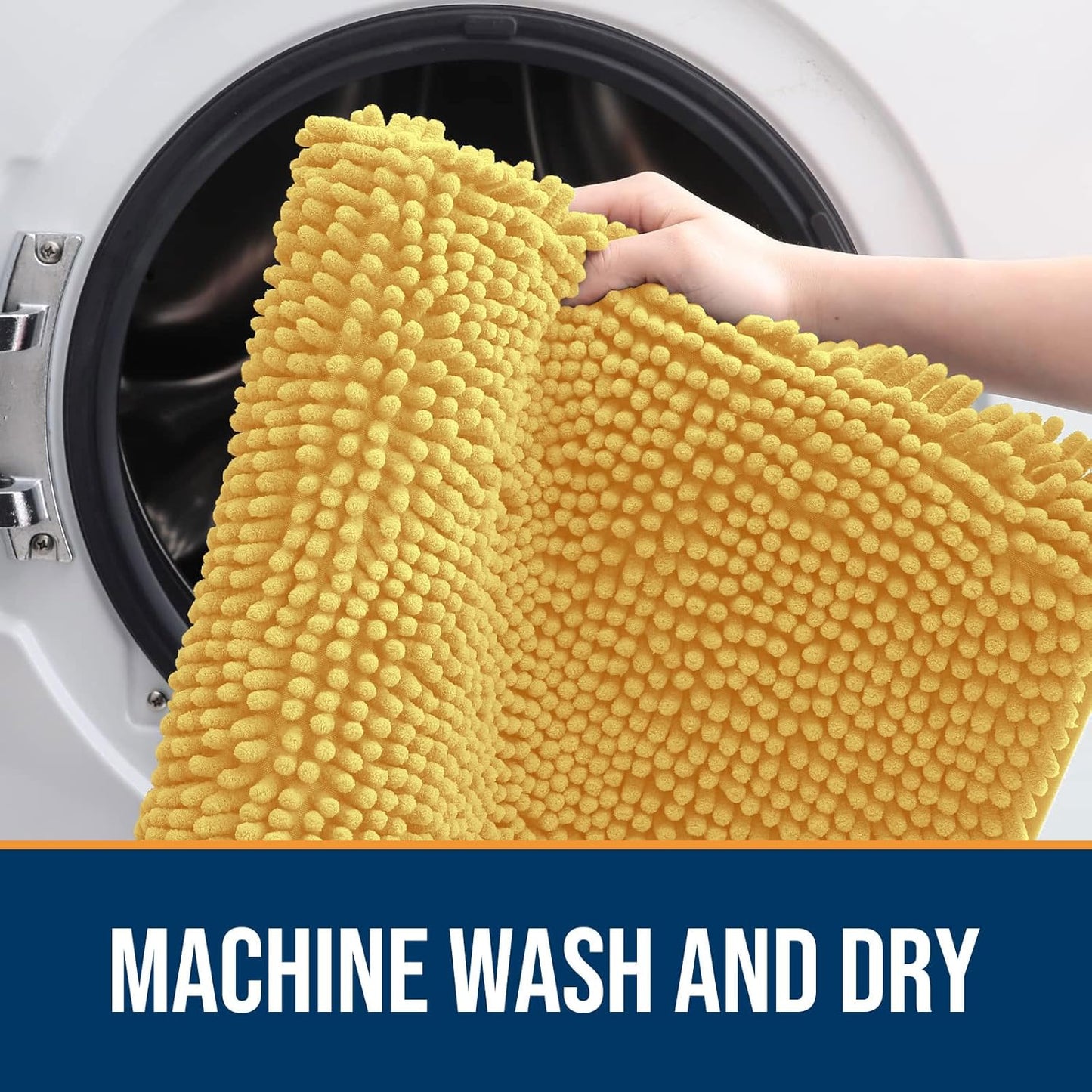 OLANLY Dog Door Mat for Muddy Paws 40x32, Absorbs Moisture and Dirt, Absorbent Non-Slip Washable Doormat, Quick Dry Chenille Mud Mat for Dogs, Entry Indoor Entryway Carpet for Inside Floor, Yellow