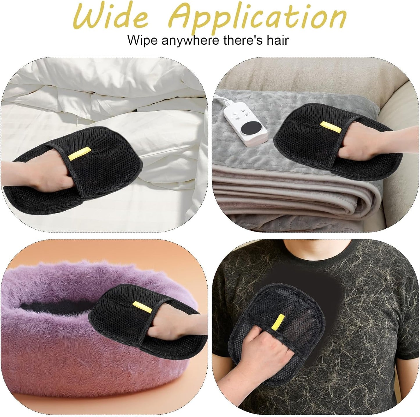 2Pcs Pet Hair Removal Gloves, Reusable Pet Cat Dog Hair Removal Grooming Gloves, Electrostatic Cat Grooming Glovee for Hairs Removals, for Couch, Furniture, Carpet, Car Seat