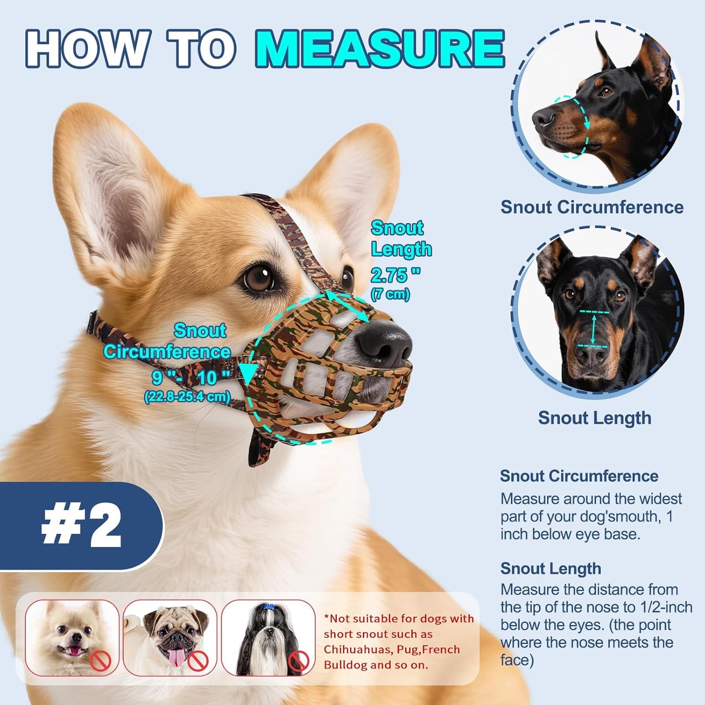 Basket Muzzle to Prevent Biting, Dog Muzzle for Large Medium Small Dogs Allows Panting Drinking Anti Chewing, Perfect for Grooming Trimming Training and Aggressive Reactive Dogs (Brown, Size 2)