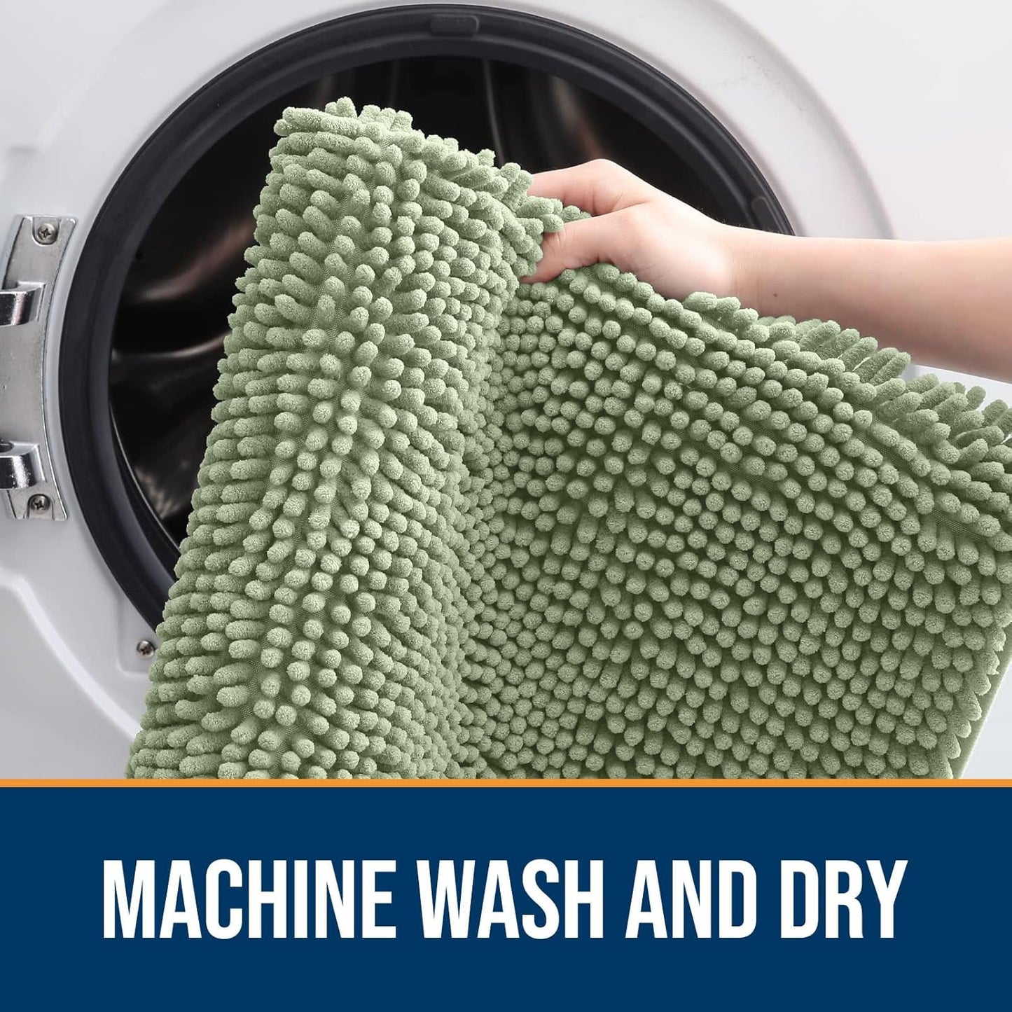 OLANLY Dog Door Mat for Muddy Paws 45x27, Absorbs Moisture and Dirt, Absorbent Non-Slip Washable Doormat, Quick Dry Chenille Mud Mat for Dogs, Entry Indoor Entryway Carpet for Inside Floor, Sage Green