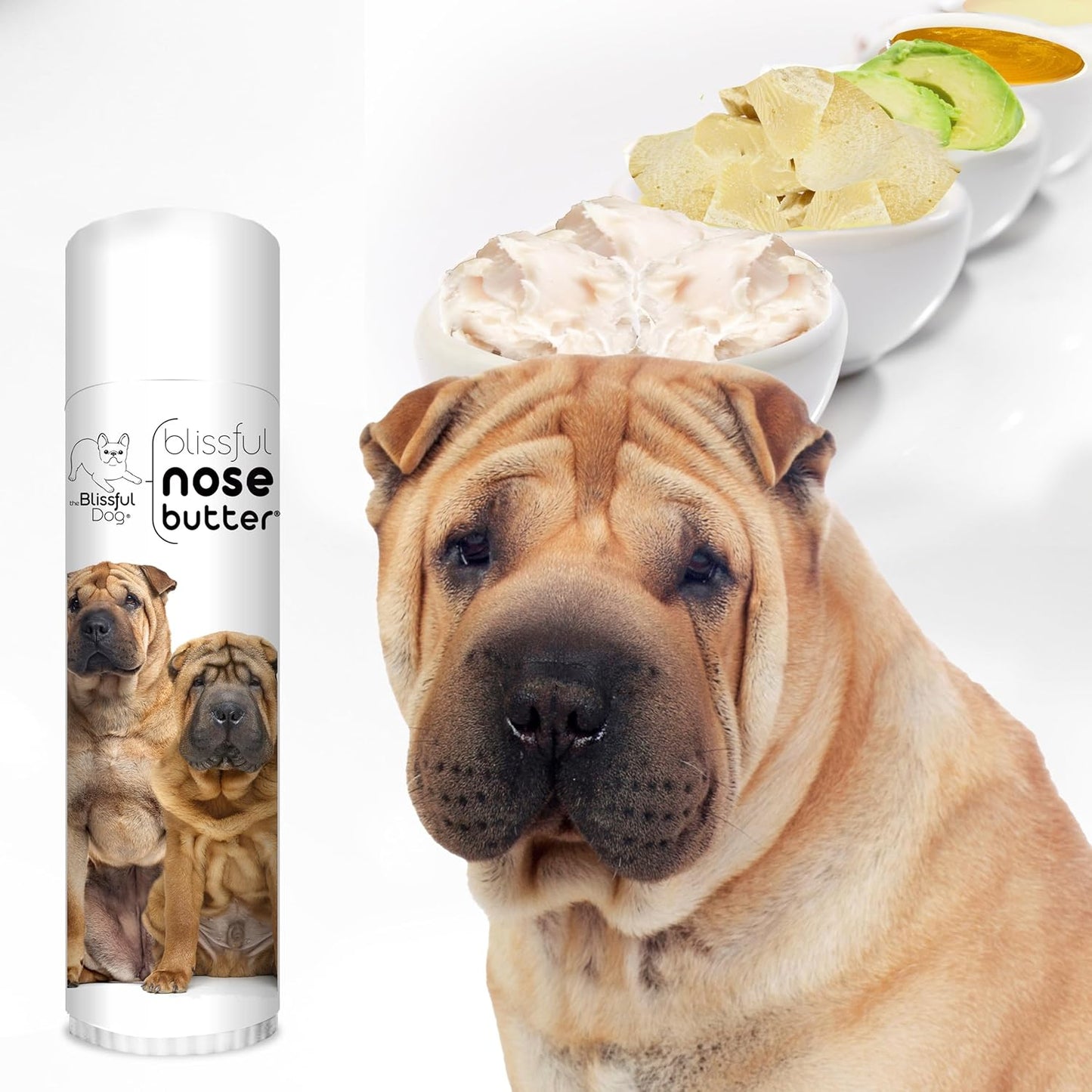 The Blissful Dog Chinese Shar-Pei Nose Butter for Dry, Cracked Skin, Lick-Safe Dog Nose Balm with Moisturizing Shea Butter, Almond, Olive, and Essential Oils, Pet Supplies, Uncented, 0.50 oz.