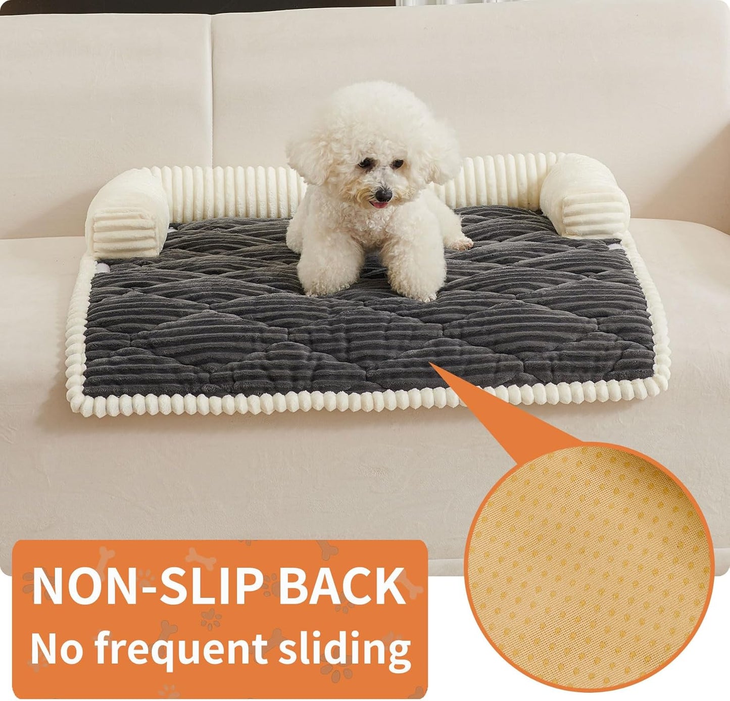 HAOMAIJIA Dog Couch Bed for Large Dogs, Non Slip Pet Couch Covers for Sofa Thick Soft Washable Dog Couch Cover Protector All Seasons Universal Dogs and Cats Bed Mat (Grey, Large)