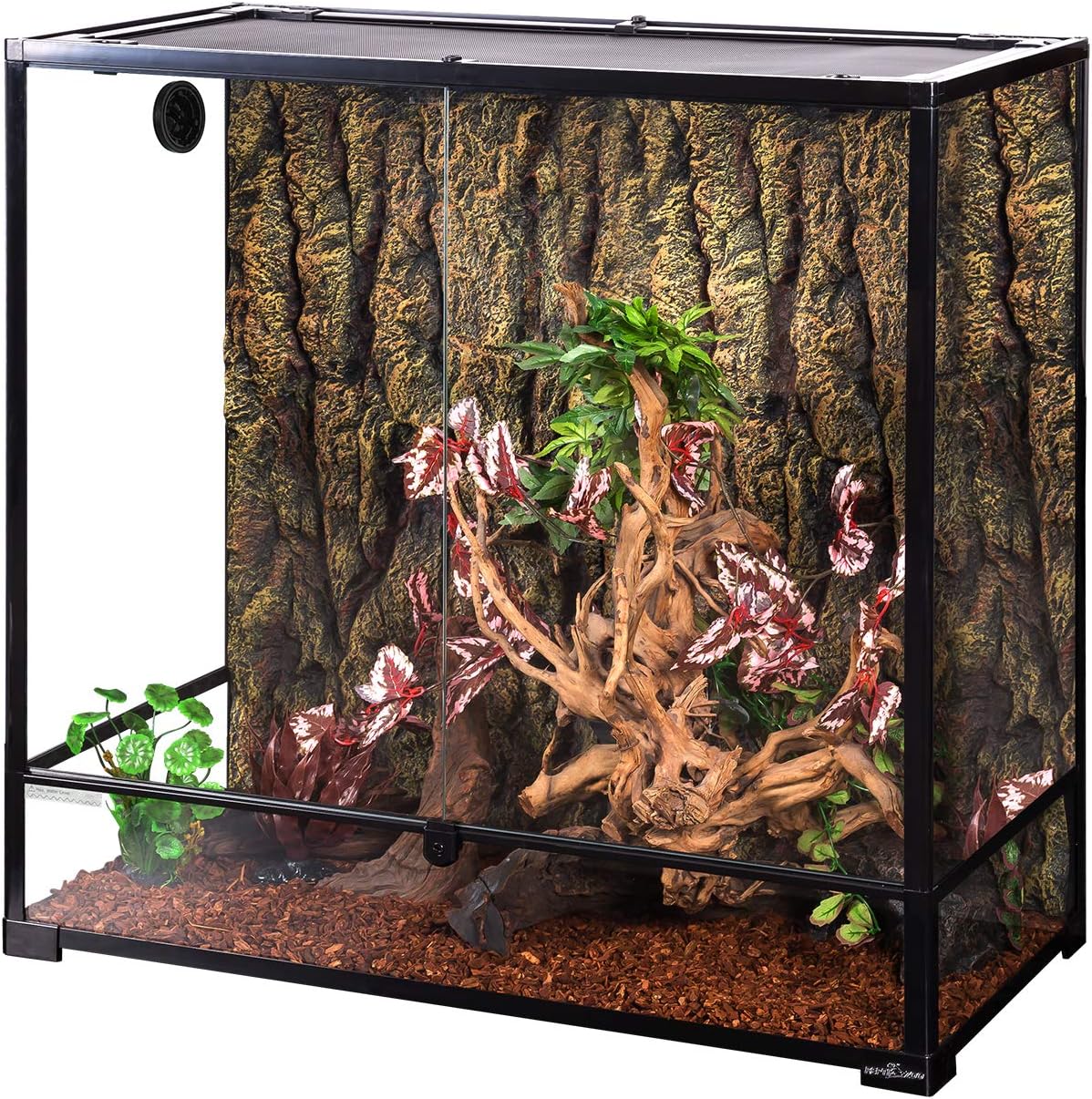 REPTI ZOO Large Reptile Terrarium, Vertical Reptile Tank, Wide & Tall Chameleon Cage with Top Screen Ventilation (36" W X 18" D X 36" H (Glass))