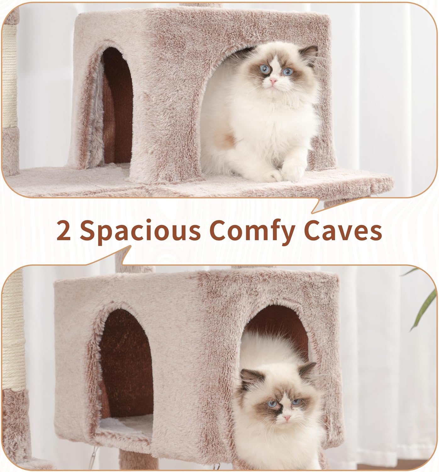 Cat Tree for Indoor Cats, 71'' (180cm) Multi-Level Cat Tower for Large Adult, Sturdy Cat Tree House with 2 Scratching Boards 7 Posts, 2 Plush Perches/Condos, Hammock, Muchroom GCT032MU