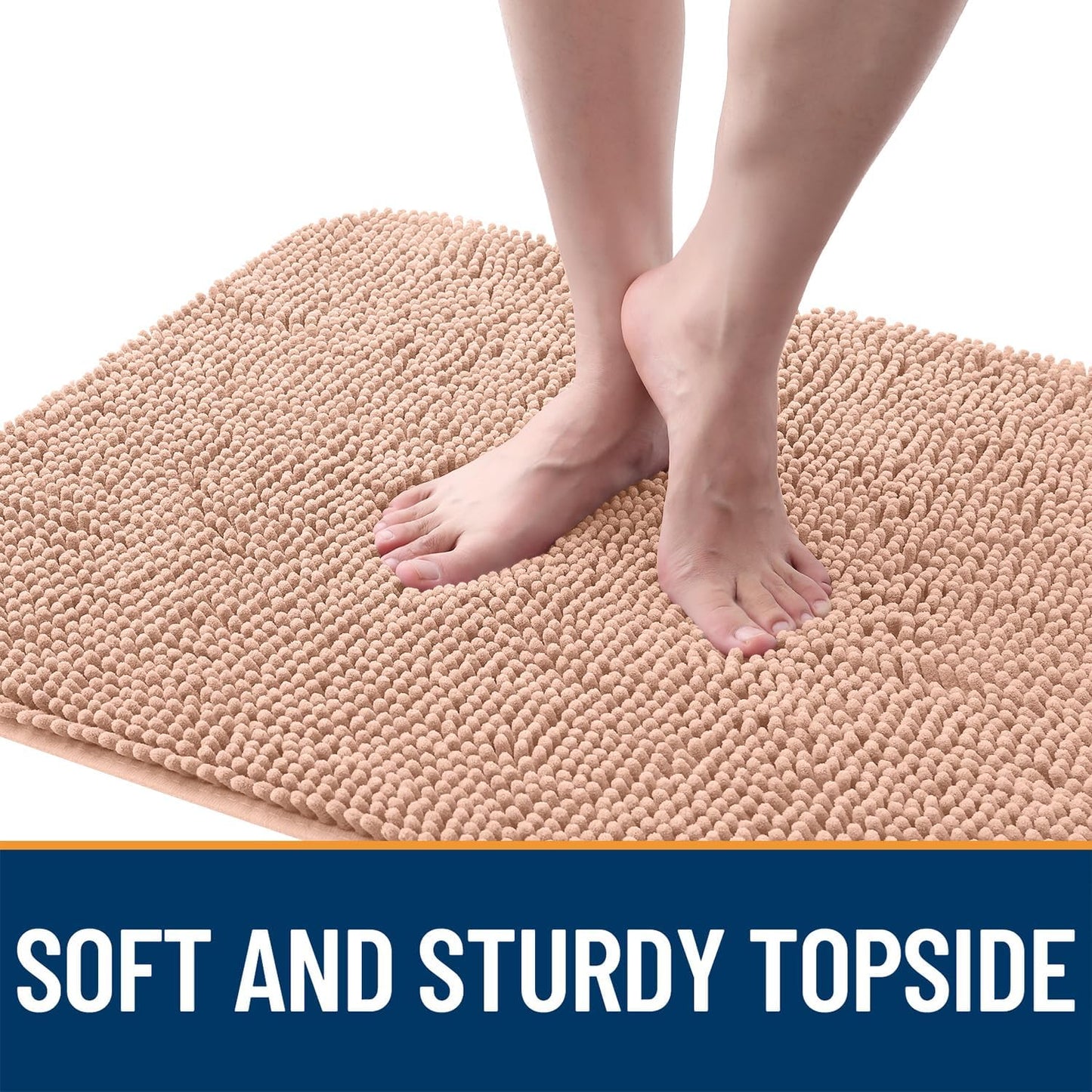 OLANLY Dog Door Mat for Muddy Paws 59x32, Absorbs Moisture and Dirt, Absorbent Non-Slip Washable Doormat, Quick Dry Chenille Mud Mat for Dogs, Entry Indoor Entryway Carpet for Inside Floor, Peach