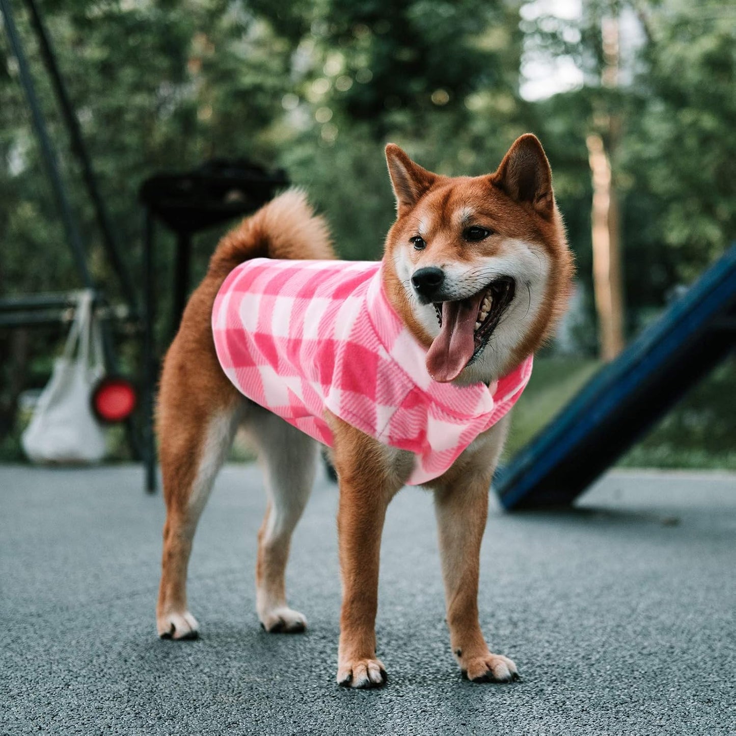 ASENKU Dog Sweater, Plaid Dogs Fleece Vest, Soft Comfortable Pet Pajamas, Warm Winter Puppy Shirt, Cold Weather Coat Jacket Pet Clothes for Small & Medium Dog Breeds