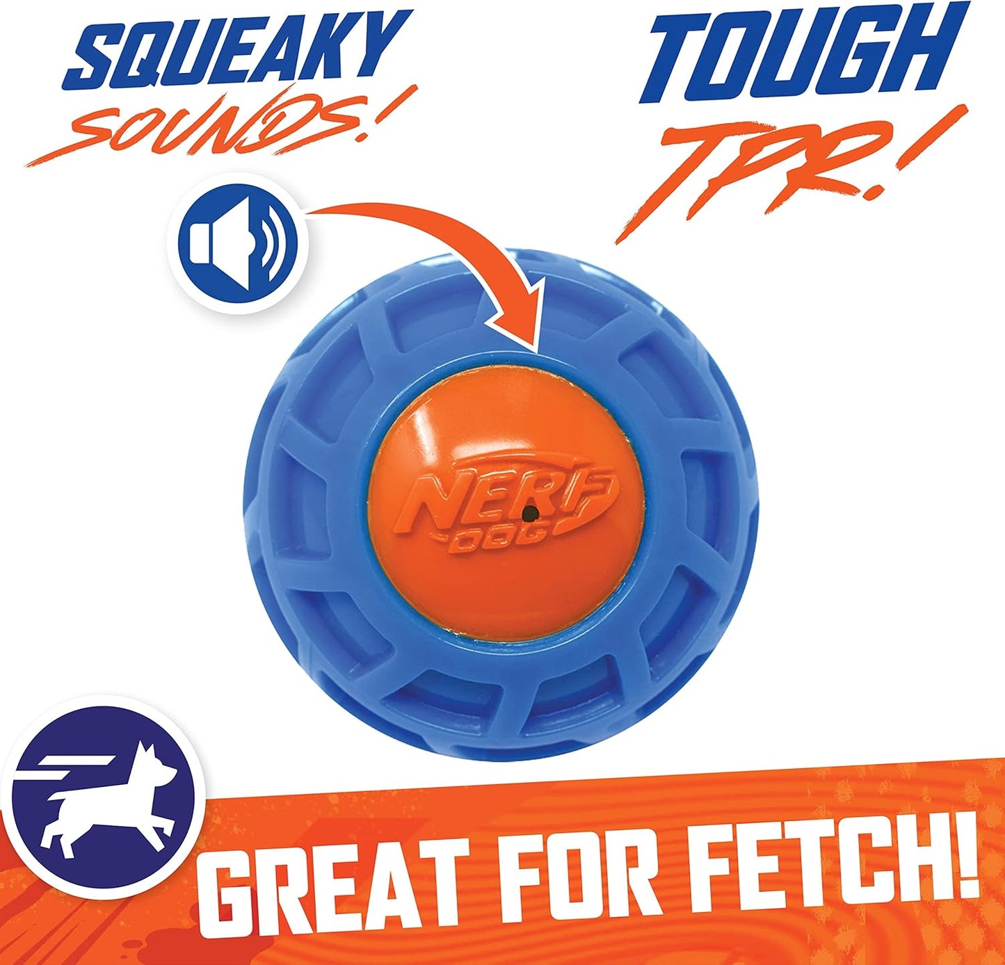 Nerf Dog 3in TPR EXO Squeak Ball - Blue/Orange