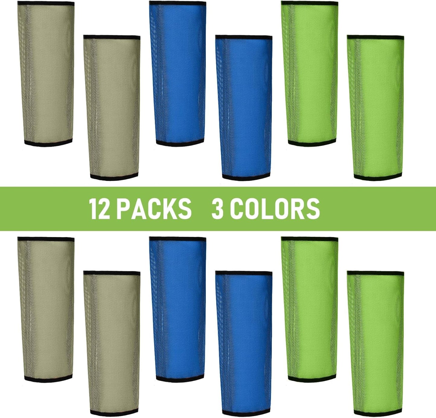 Jexine 12 Fly Boots for Horse Set of 12 Loose Breathable Mesh Horse Fly Sheets Protective Horse Leg Wraps Leggings for Preventing Flies and Mosquitoes Bites (Blue, Green, Brown)