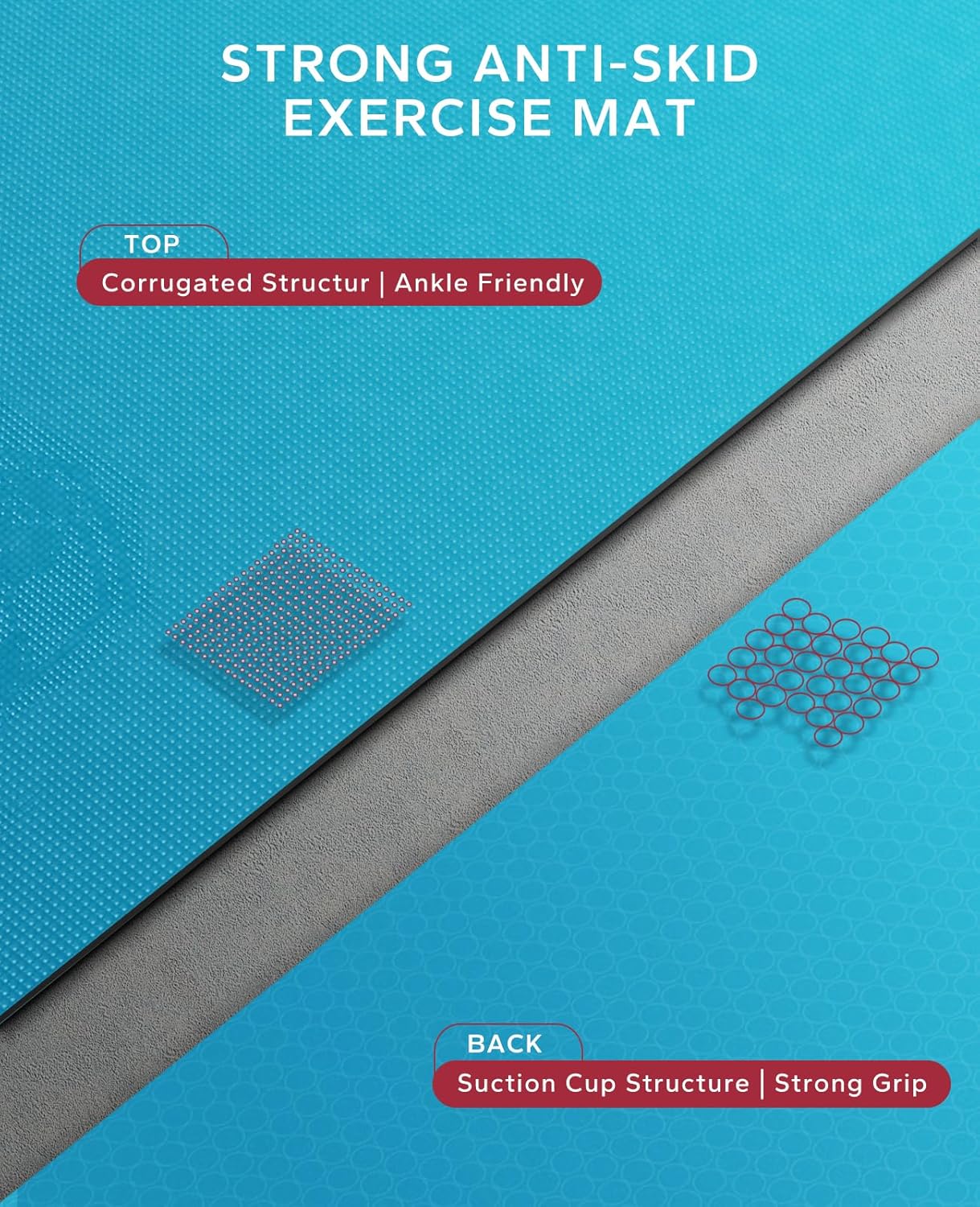 HAPBEAR Extra Large Exercise Mat-7'x5'/6'x8'/6'x9'/6'x10'/6'x12'x8mm(1/3 inch),Non-Slip, Ultra Durable, Thick Workout Mats for Home Gym Flooring Cardio, Yoga Mats for Fitness, High-Density Exercise Mat, Shoes-Friendly