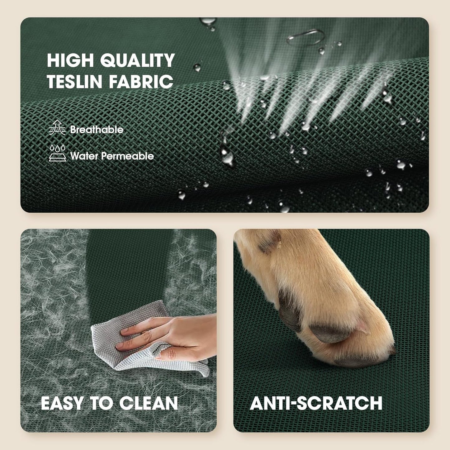 Elevated Dog Bed, Raised Outdoor Pet Cot for Extra Large Sized Breeds, Portable Cooling Hammock With Breathable & Washable Mesh, Indoor & Outdoor Use, Skid-Resistant Feet