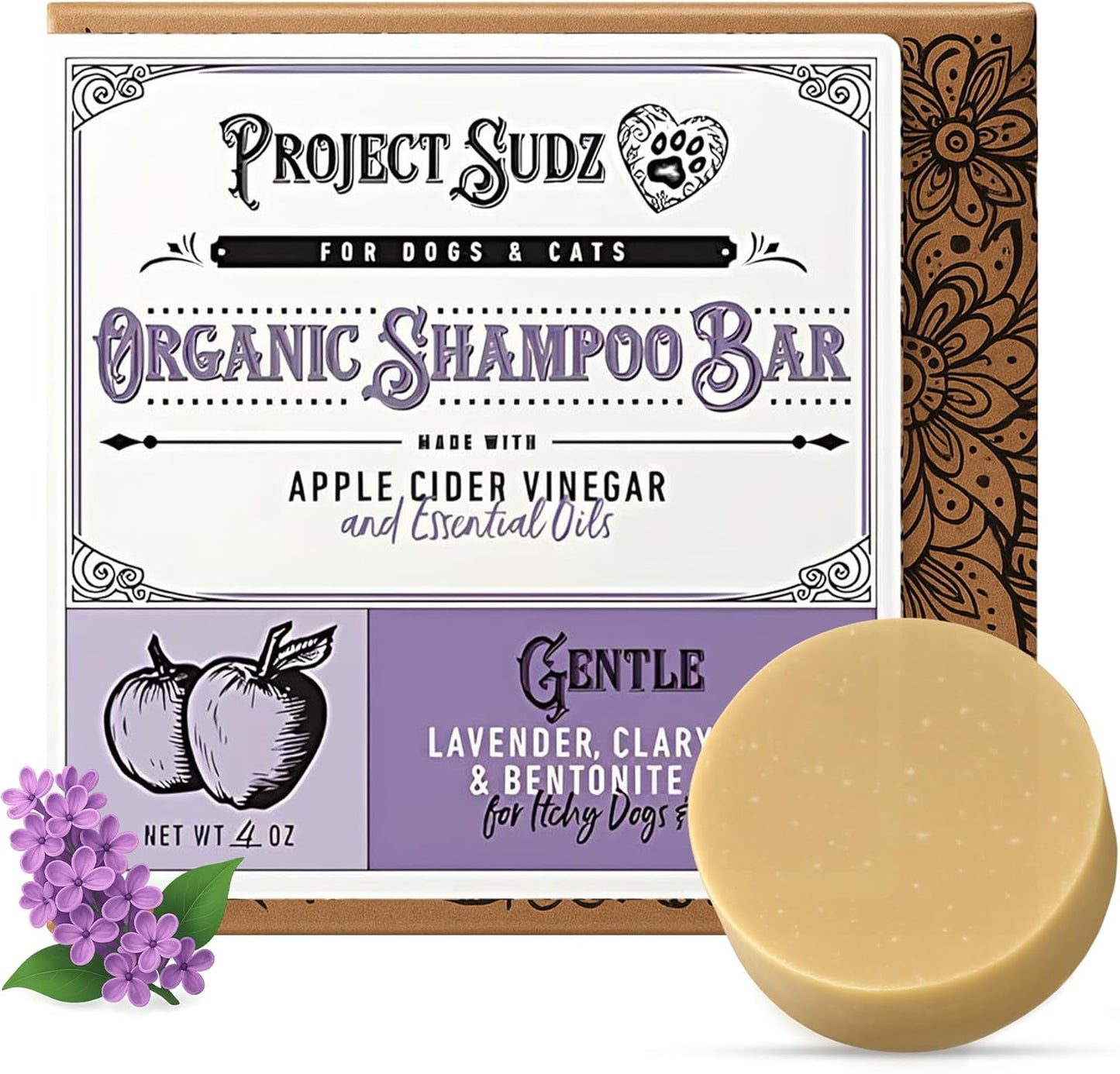 Gentle All Natural Dog Shampoo for Dry Coat for Sensitive Skin | Bar Shampoo for Dogs | Organic Dog Shampoo Sensitive Skin | Lavender (2)