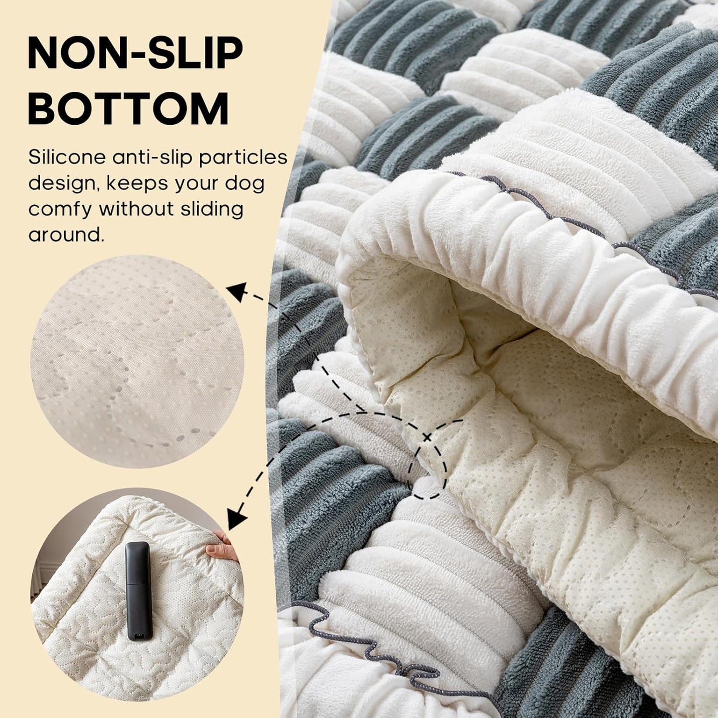 Backseat Pet Bed Mat, Non-Slip Plaid Dog Bed for Car Back Seat, Flannel Backseat Dog Bed, Fit for Backseat Extenders and Trucks SUVs (Bluegrey&White, 24.8x54 inch)