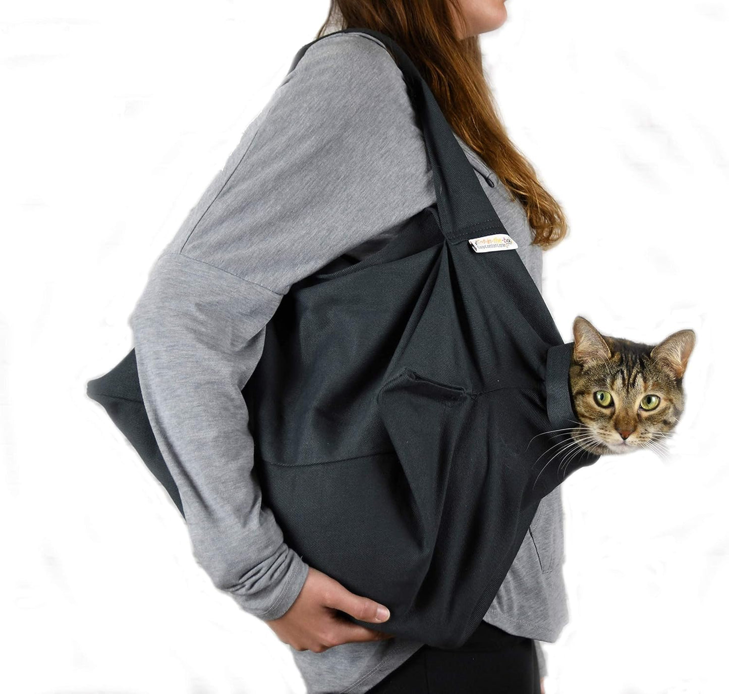 Cozy Comfort Carrier - Small Charcoal Grey Cat Carrier Bag, Soft Cat Carrier and Cat Wrap for Nail Clipping, Vet Visits, Medication Administration, Dental Care, and Traveling